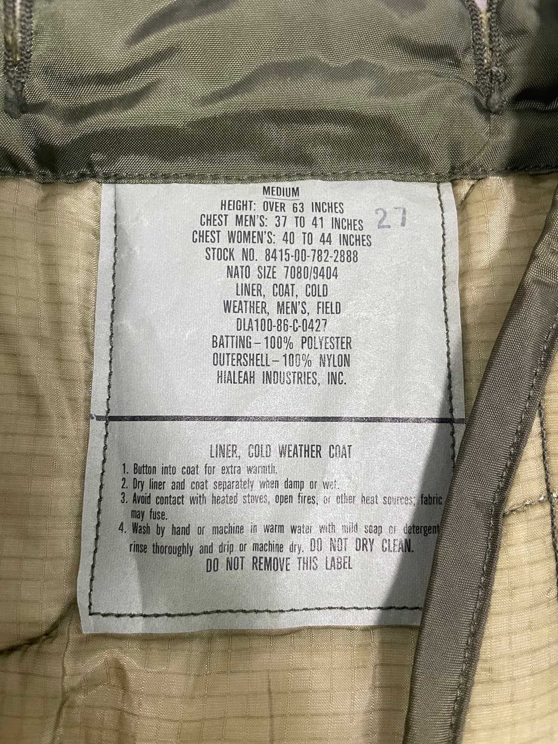 m65 og 필드자켓 라이너 M  상품이미지2
