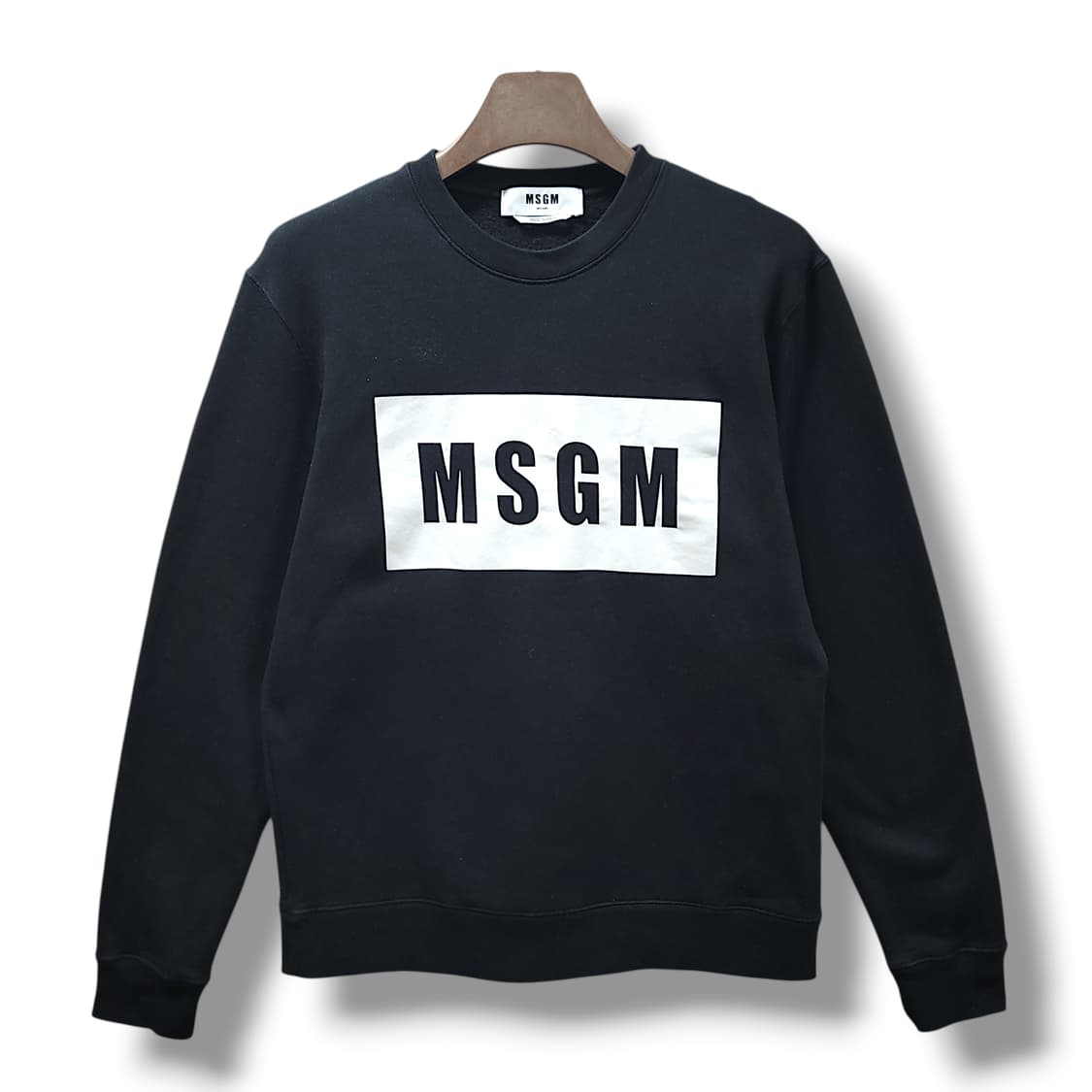 [L] MSGM 블랙 빅 프린팅 로고 기모 맨투맨 상품이미지1