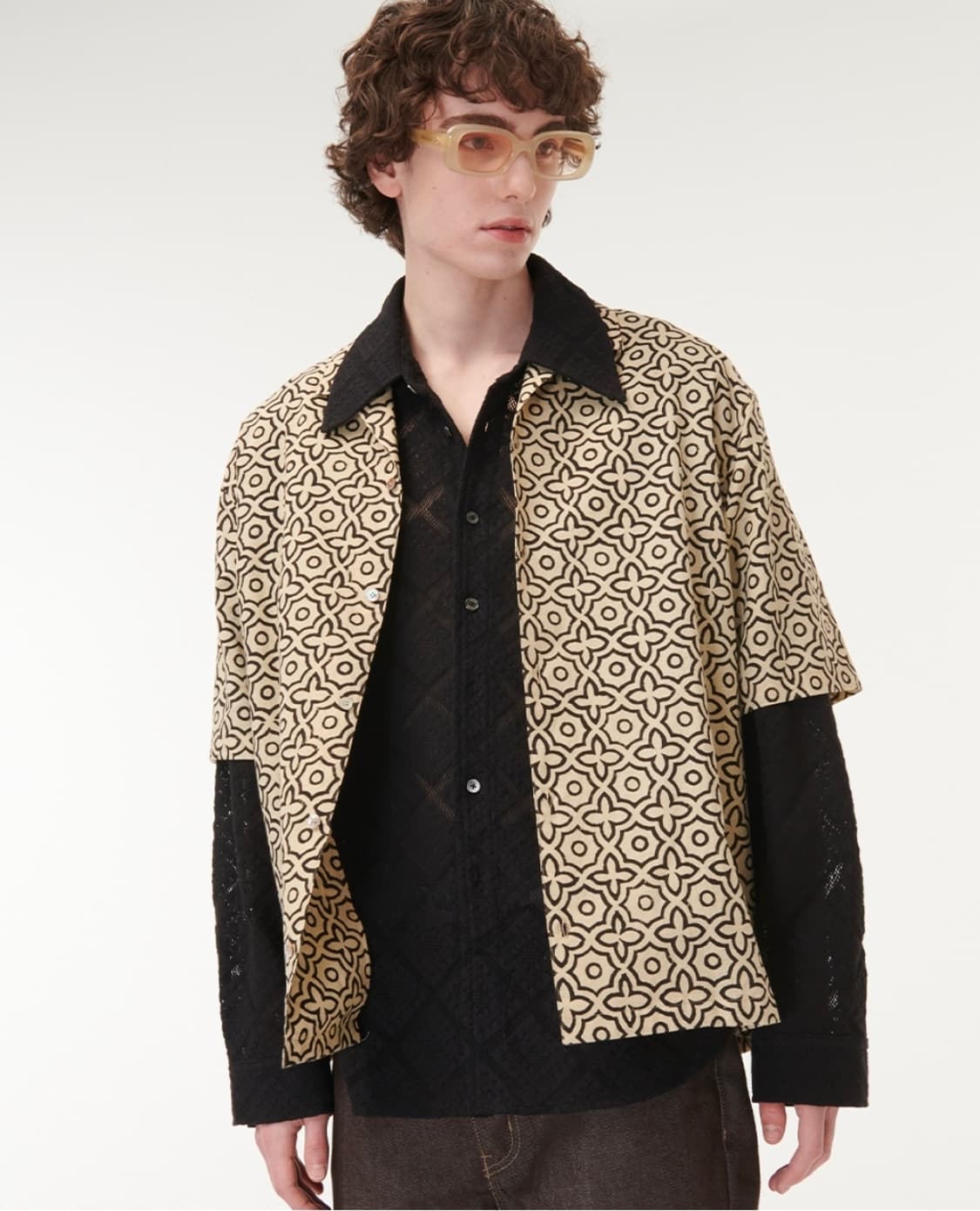 세터(Satur) 아가일 시스루 크로셰 셔츠  상품이미지5