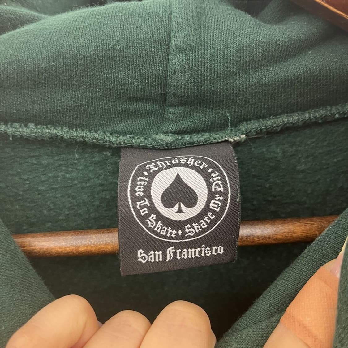 트레셔 프레임로고 스트릿 펑크 딥그린 후드티 M C09916 상품이미지5