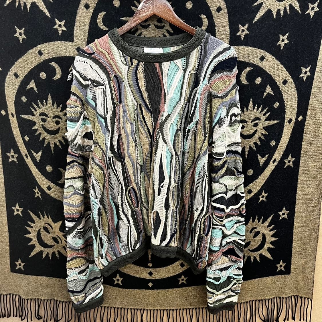 쿠지 90's 보헤미안 그런지 히피 케이블 뜨개 니트 K0129 상품이미지3