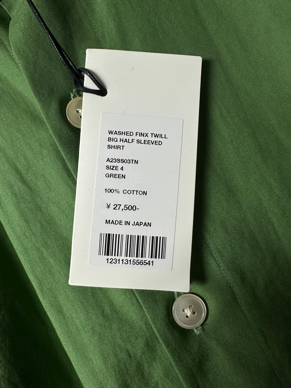 [4] AURALEE 오라리 워시드 핀스 트윌 빅 하프 슬리브 셔츠 그린 상품이미지9