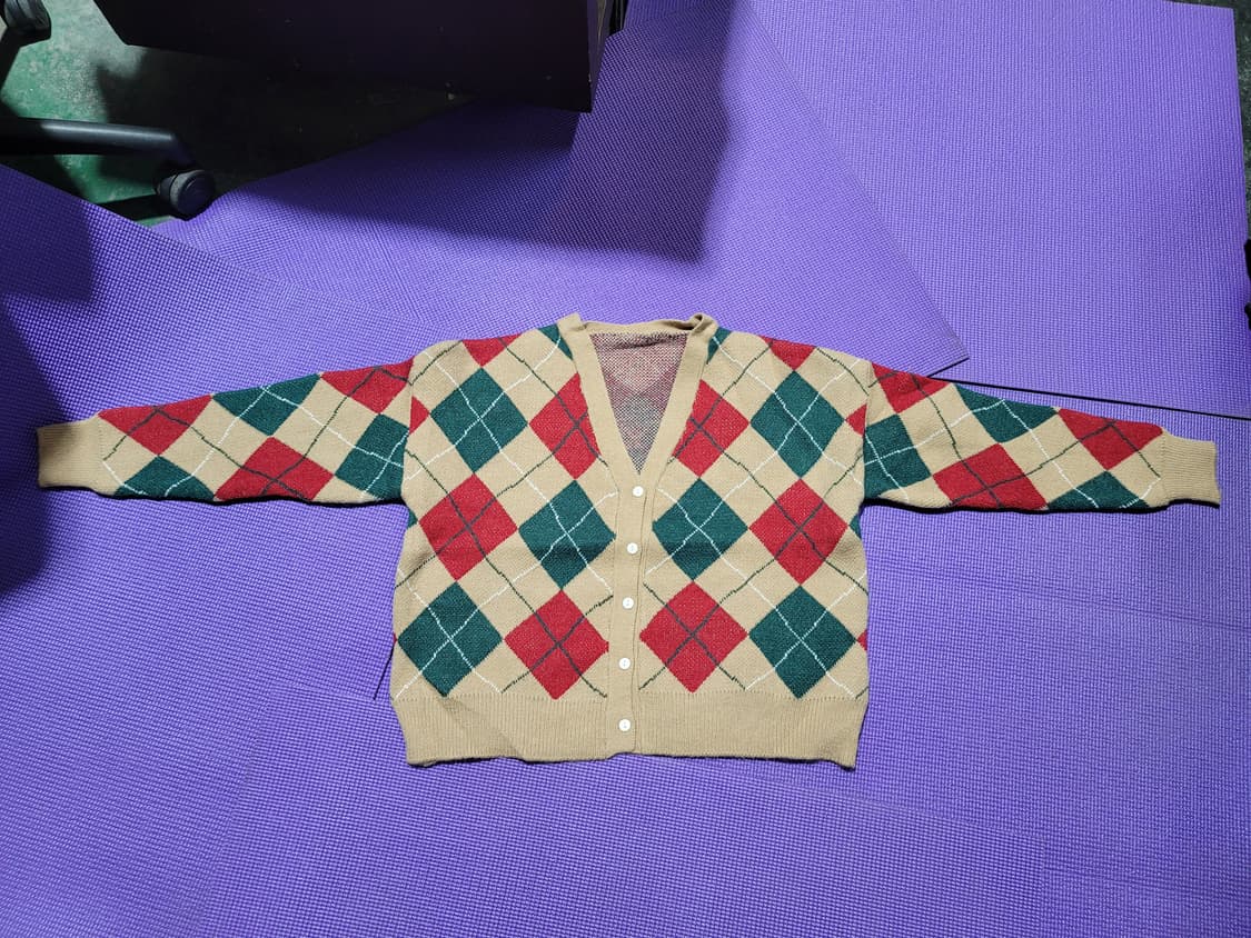 (새옷) 여성 가디건 아가일 체크 패턴 브이넥 2벌 1만원 상품이미지3