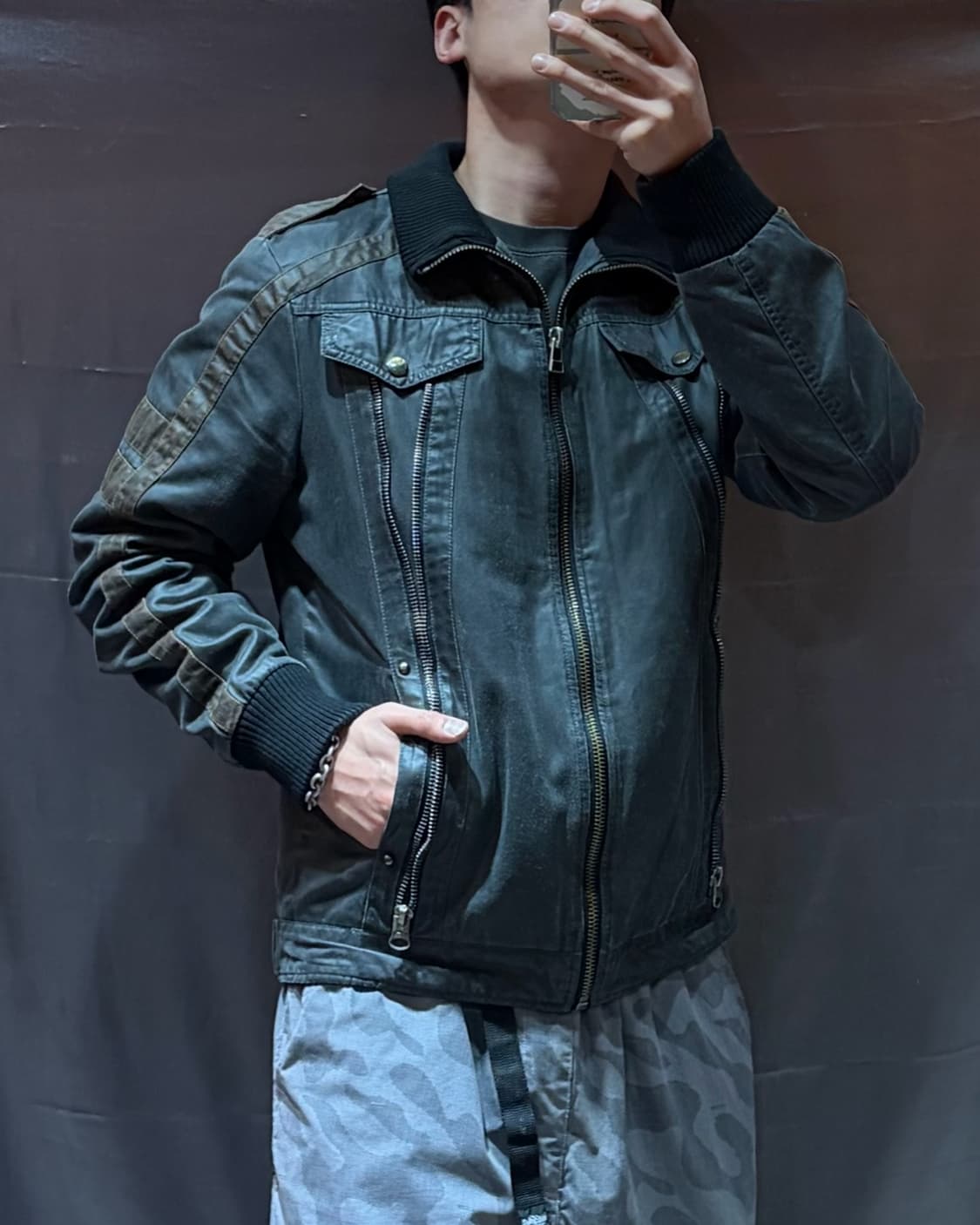 XL D&G 돌체앤가바나 절개 워싱 레더자켓 상품이미지2