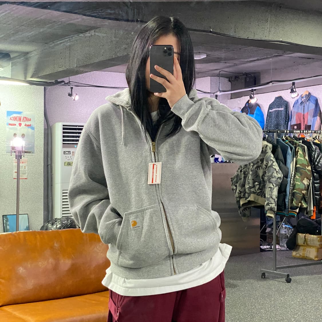 칼하트 미드웨이트 그레이 후드집업 B3629 상품이미지1