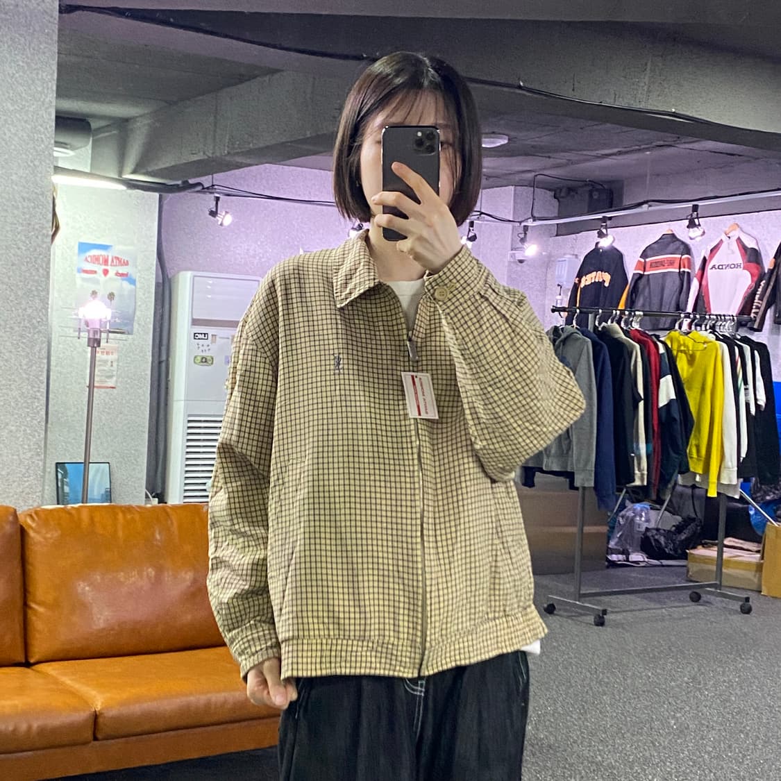 입생로랑 빈티지 체크패턴 블루종 자켓 B4644 상품이미지1