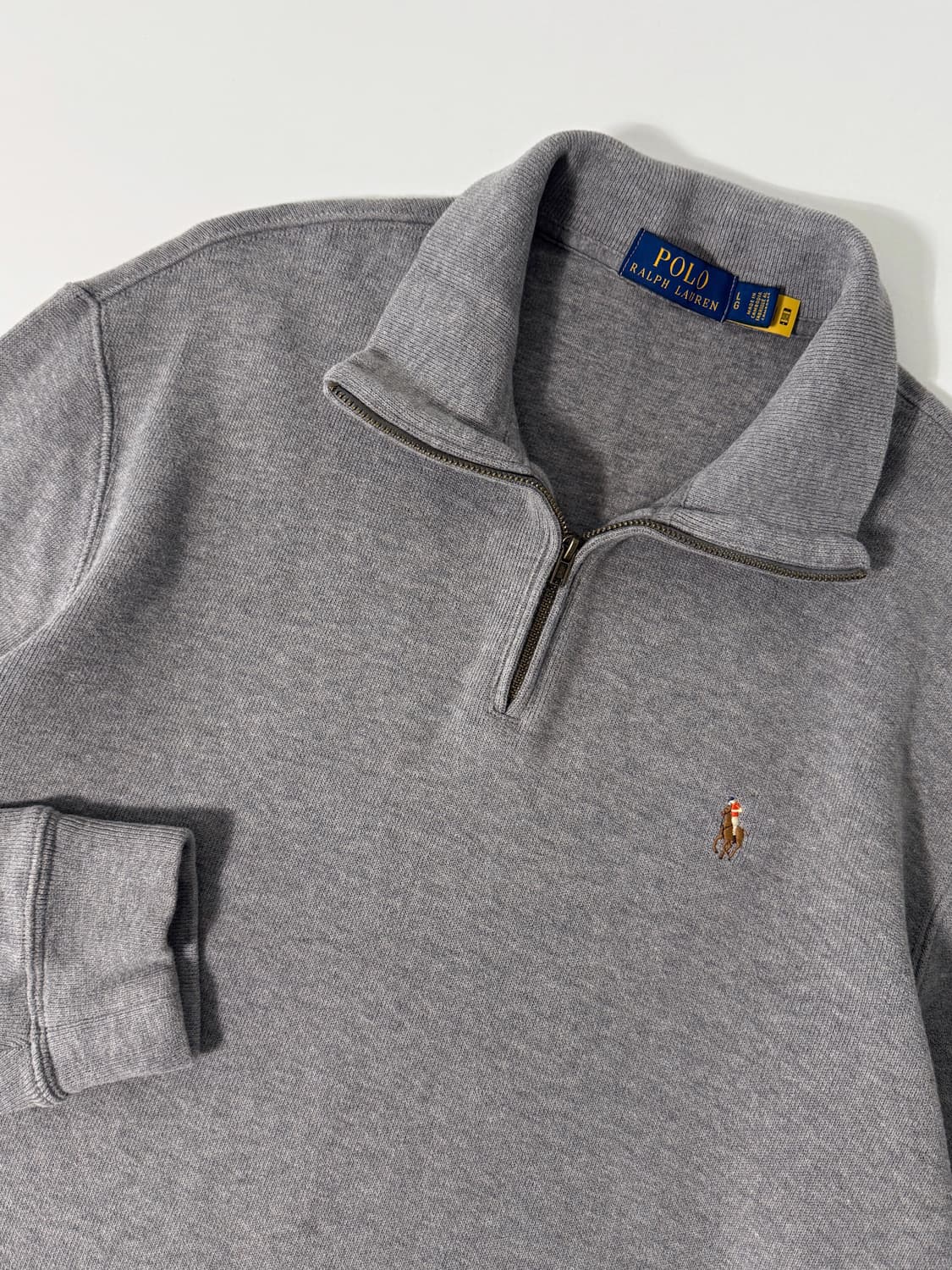폴로 랄프로렌 루즈핏 신형 QR라벨 하프집 그레이 니트 상품이미지4