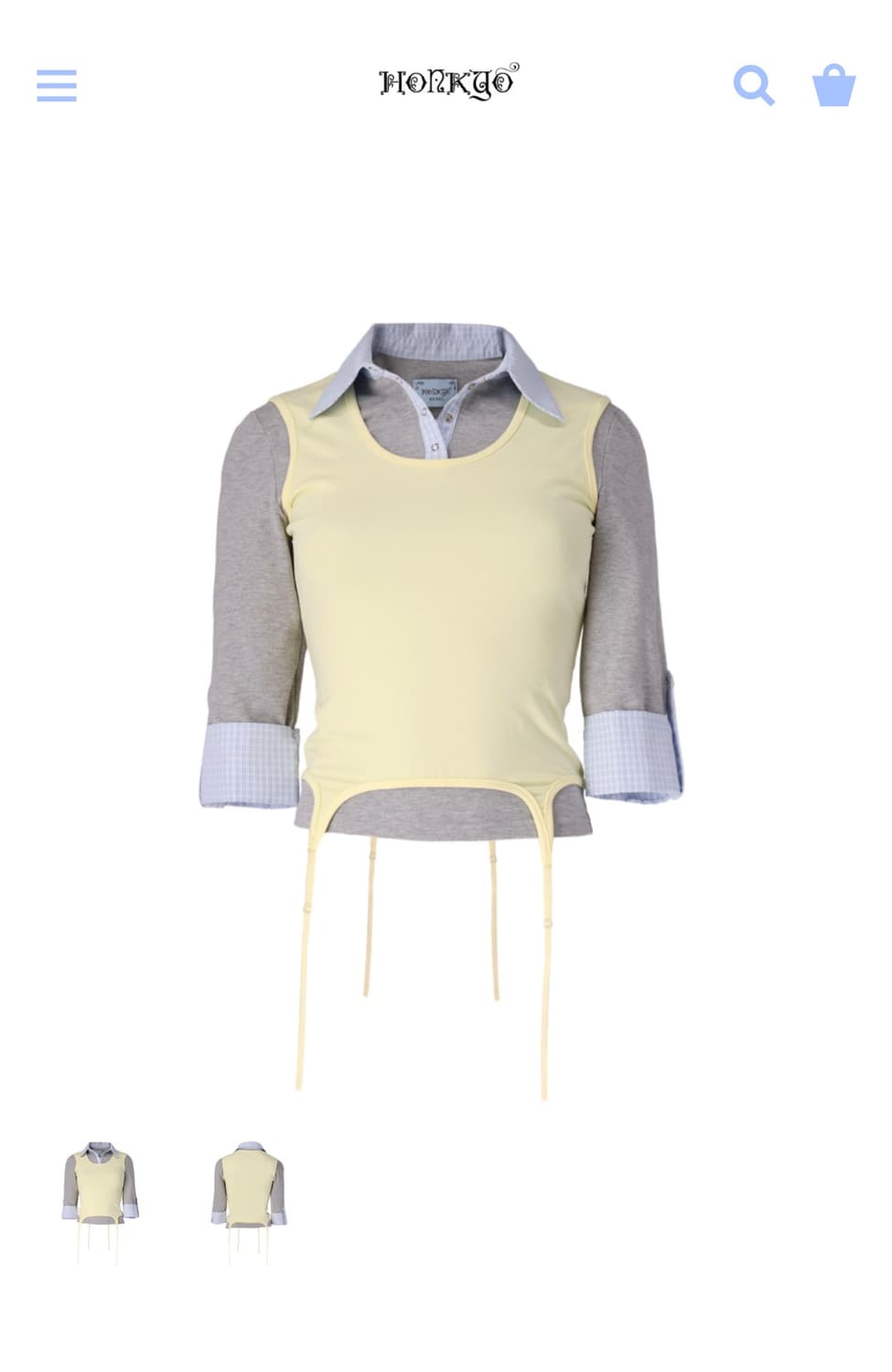 혼쿄 honkyo lemon shirt layered top 상품이미지1