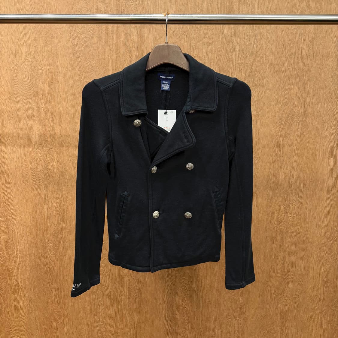 폴로 랄프로렌 더블 브레스티드 자켓 소매 로고 자수 디테일 블랙 상품이미지2