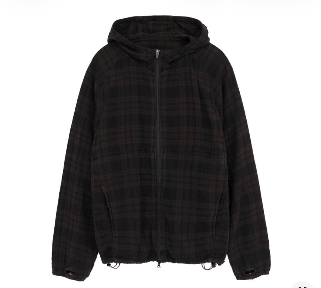 폴리테루 휴먼인덱스 휴먼 체크 후디 파카 브라운 상품이미지1