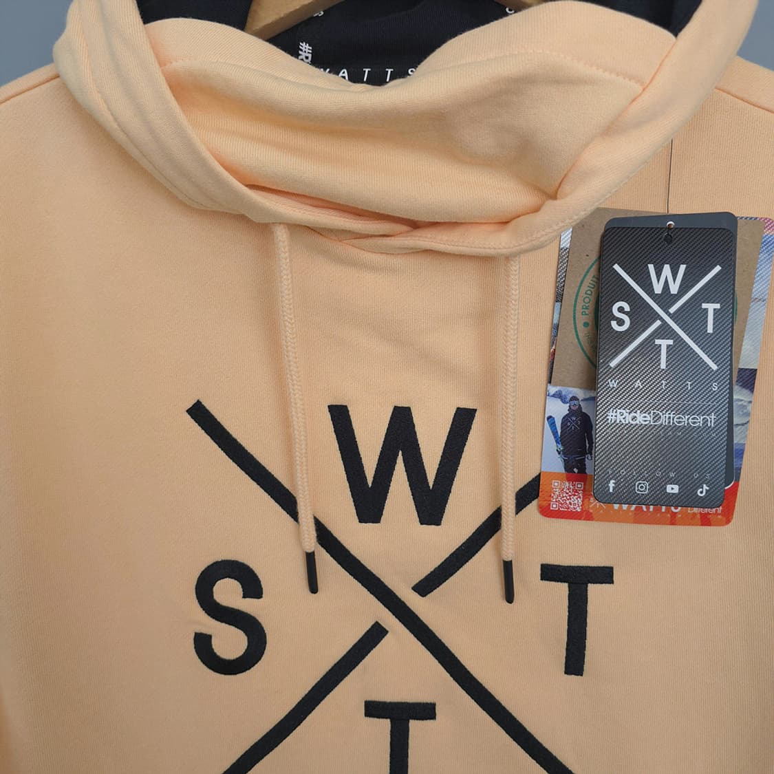 새제품)왓츠 WATTS 피치 컬러 로고 후디 M 상품이미지2