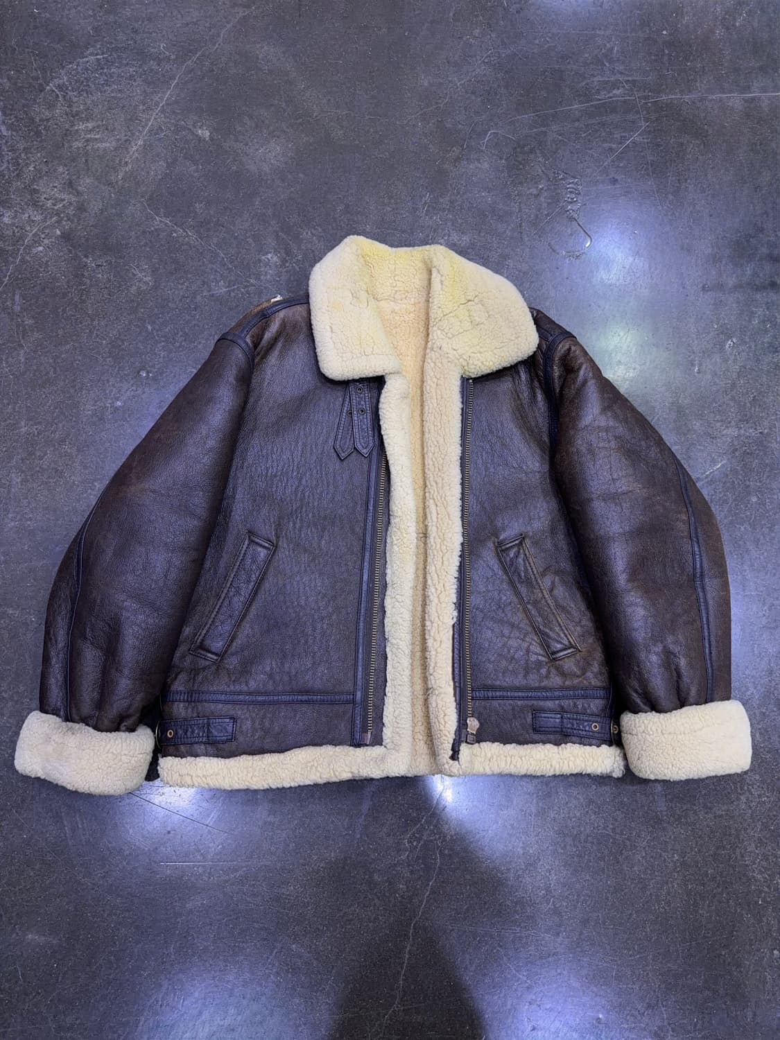 Lee 리 90's 빈티지 B-3 무스탕 가죽자켓 봄버 100 상품이미지1