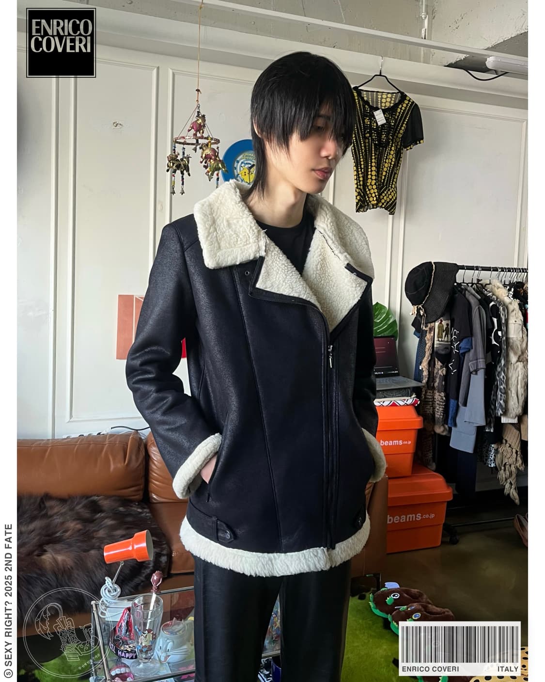 ENRICO COVERI Leather Fur Mustang Jacket 상품이미지1