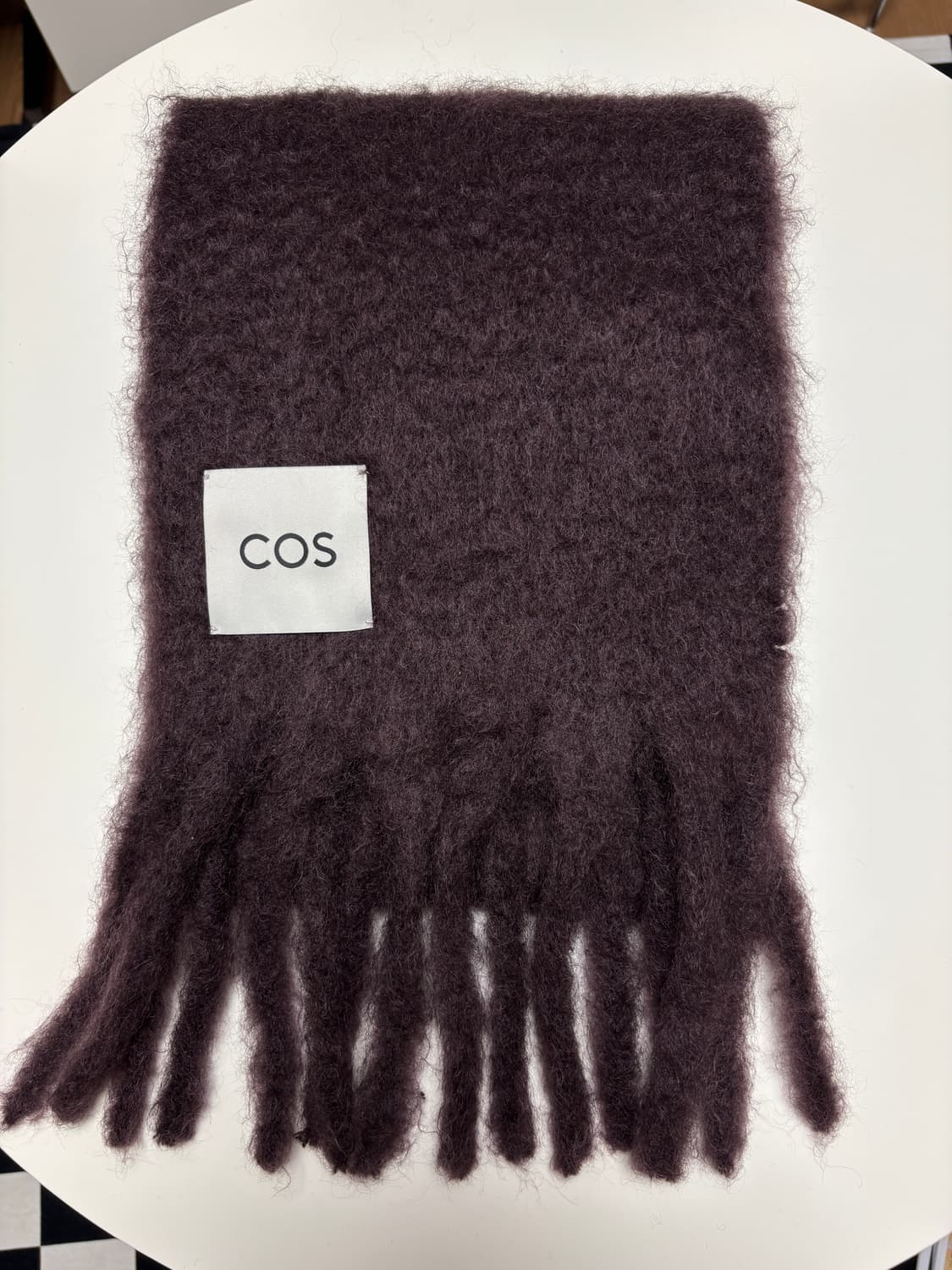 COS 코스 프린지 브러시드 모헤어 로고 머플러 목도리 보르도 상품이미지6