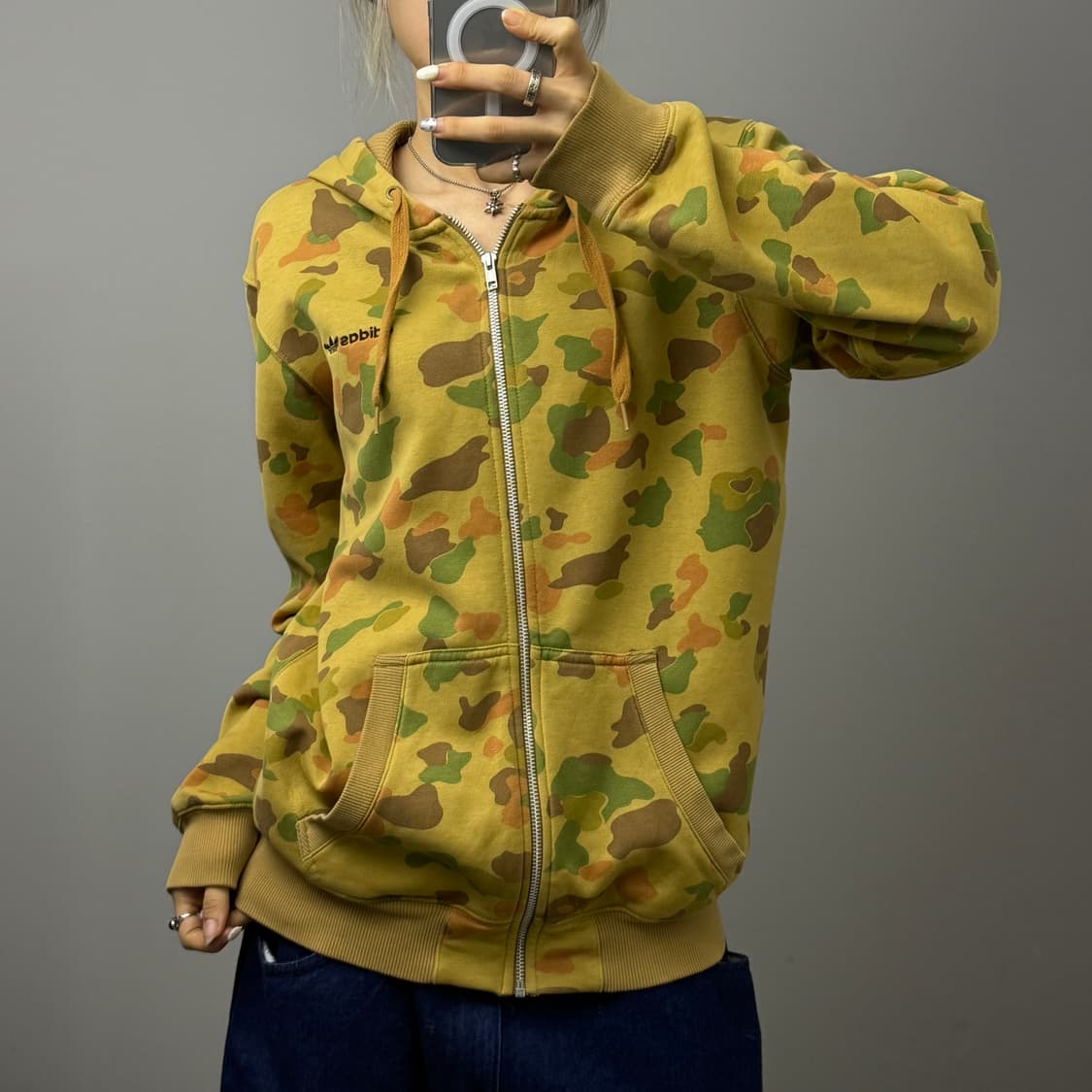 아디다스 황색 카모플라쥬 후드집업  상품이미지1