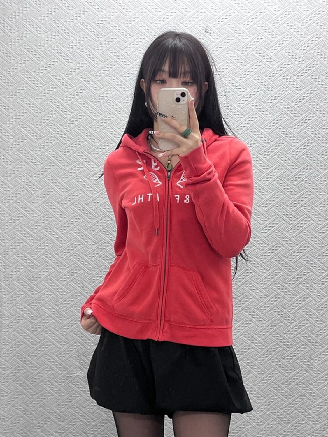 아베크롬비 Y2K 테니스 코랄 오렌지 후드집업 M C10714 상품이미지2