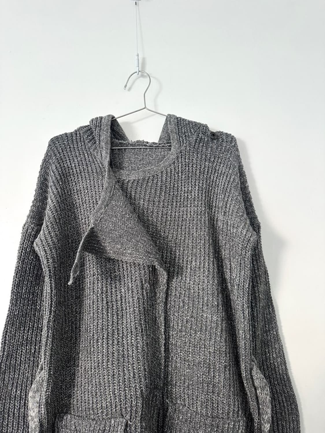 Hoody vertical fairy knit / grey 상품이미지3