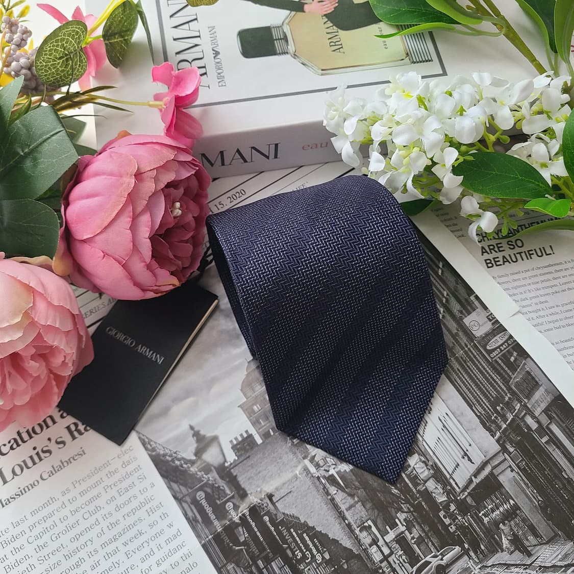 조르지오 아르마니 넥타이 네이비 9.1cm 새제품 g4
 상품이미지3