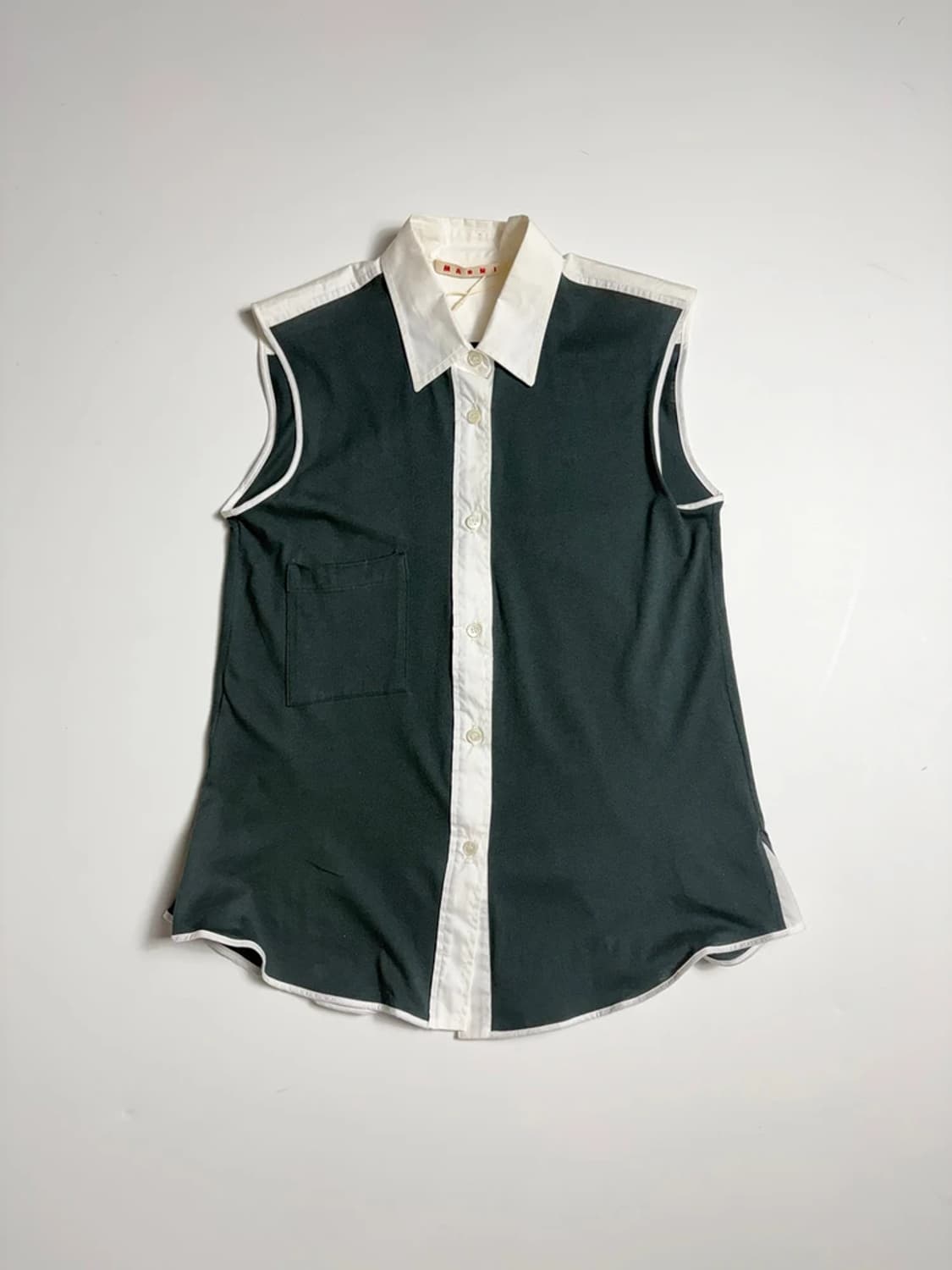 마르니 MARNI 배색 코튼 슬리브 리스 셔츠 R1762 상품이미지1
