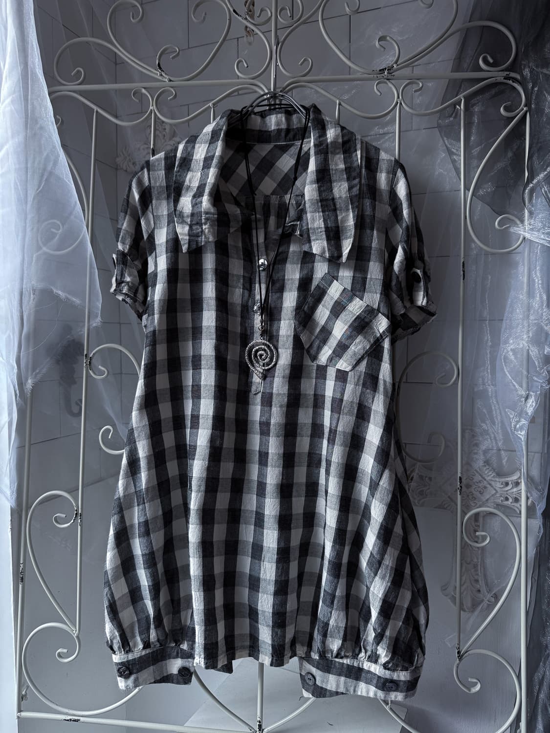 Big Collar Check Pumpkin Shirt 0361 상품이미지1