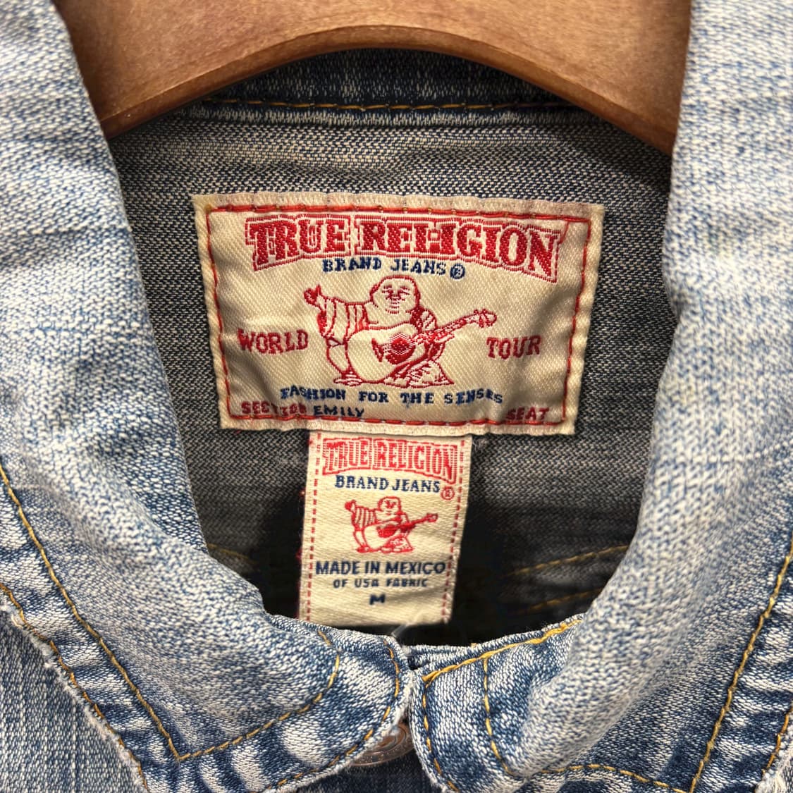 트루릴리젼 데님 자켓 플랩 포켓 골드 스티치 디테일 슬림핏 블루 상품이미지6