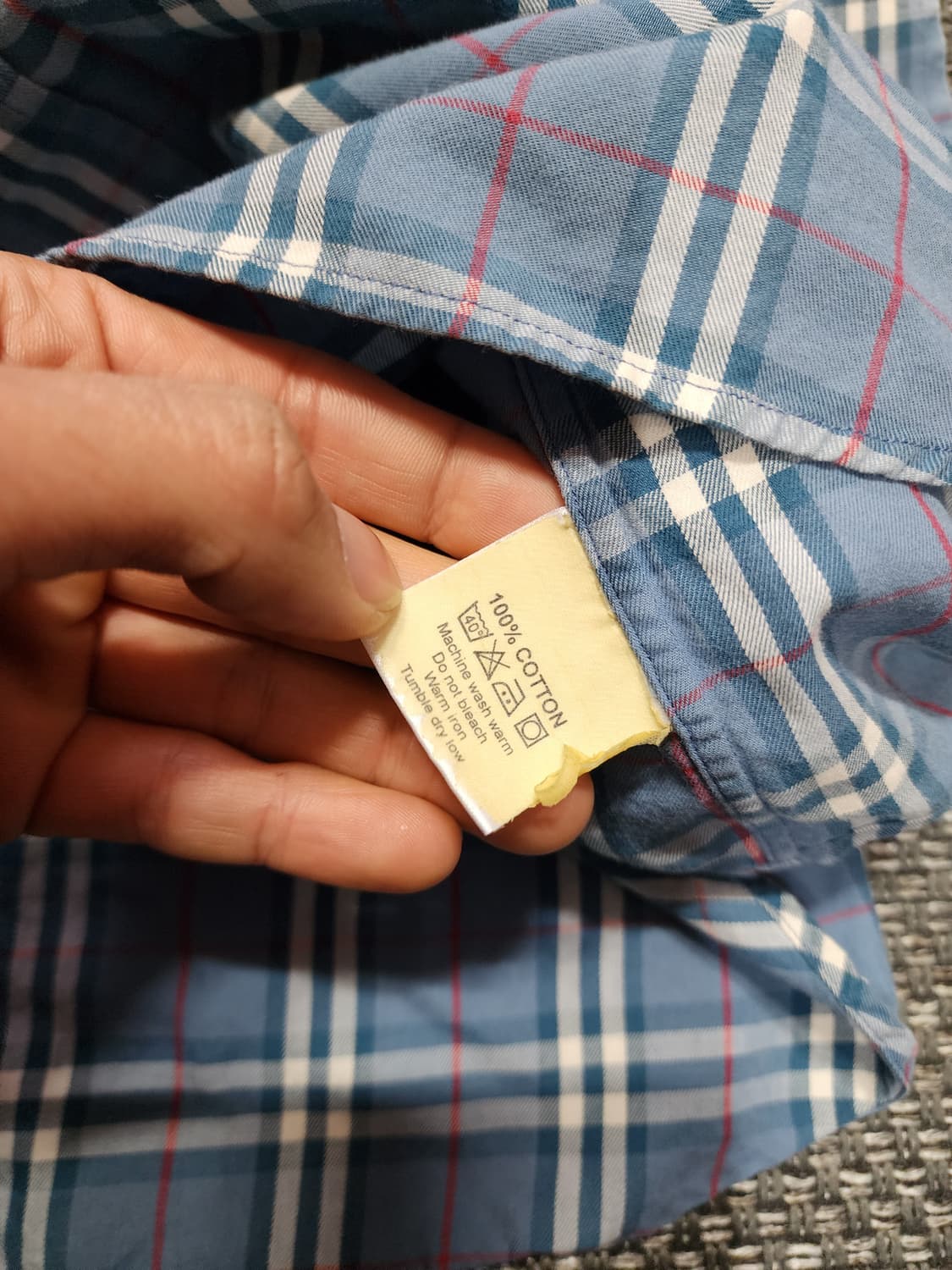 버버리 블루 노바체크 로고 남방 셔츠  XL사이즈 상품이미지6