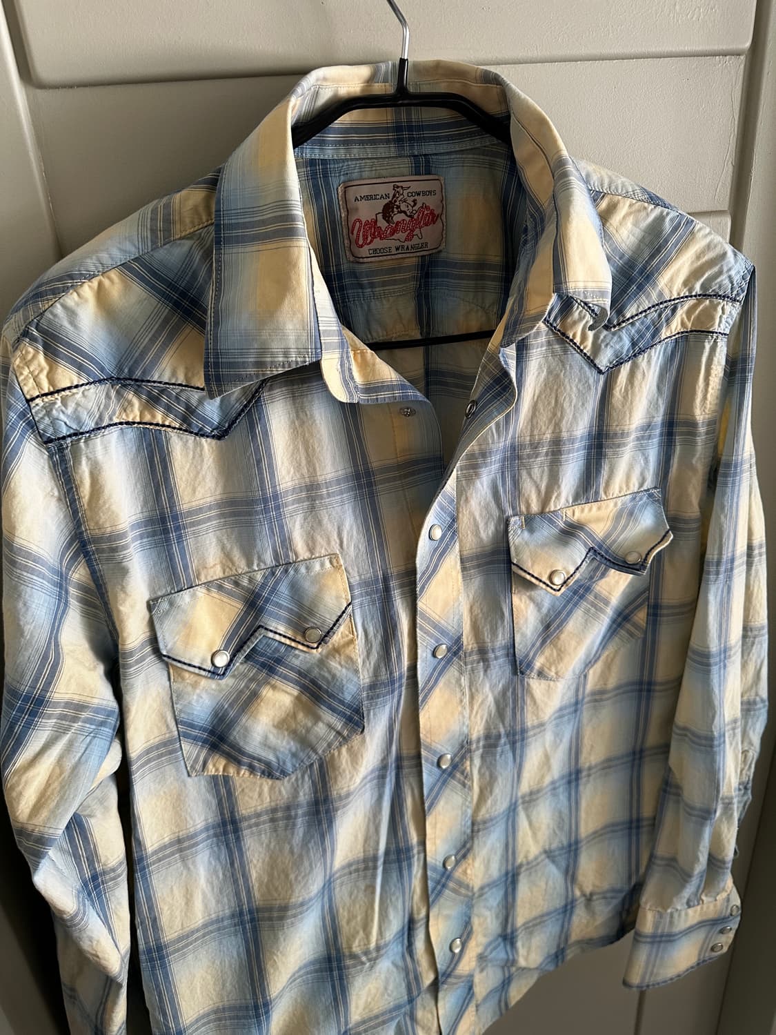 Wrangler 랭글러 웨스턴 체크 셔츠 블루 아이보리 상품이미지1