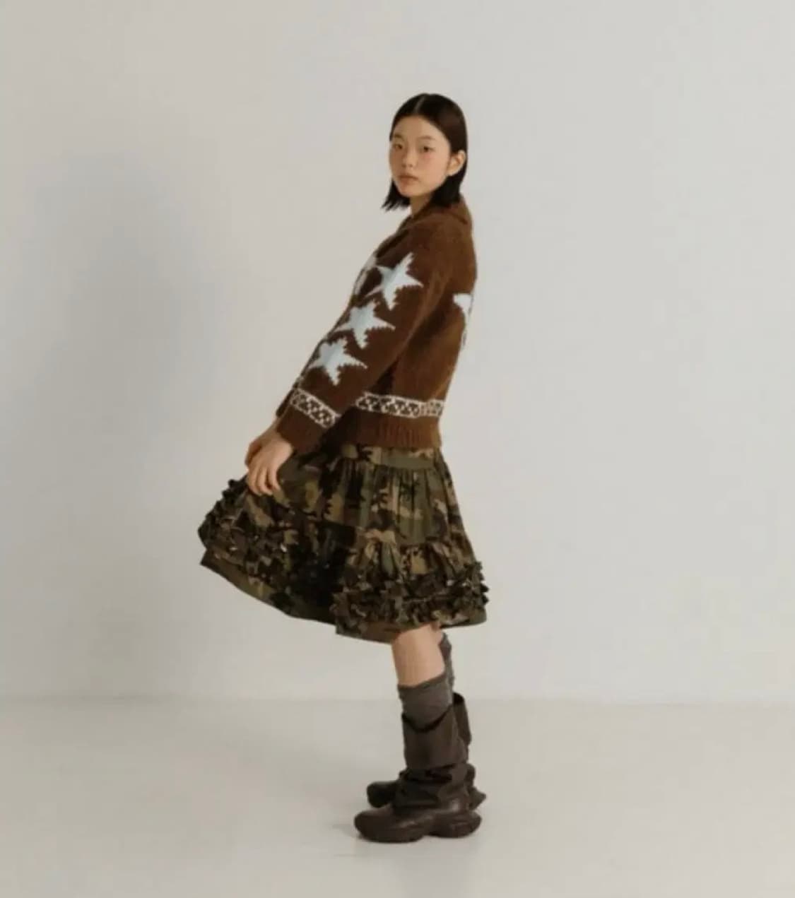 플리즈프로젝트 카모콜라주 프릴 미디 스커트 상품이미지2