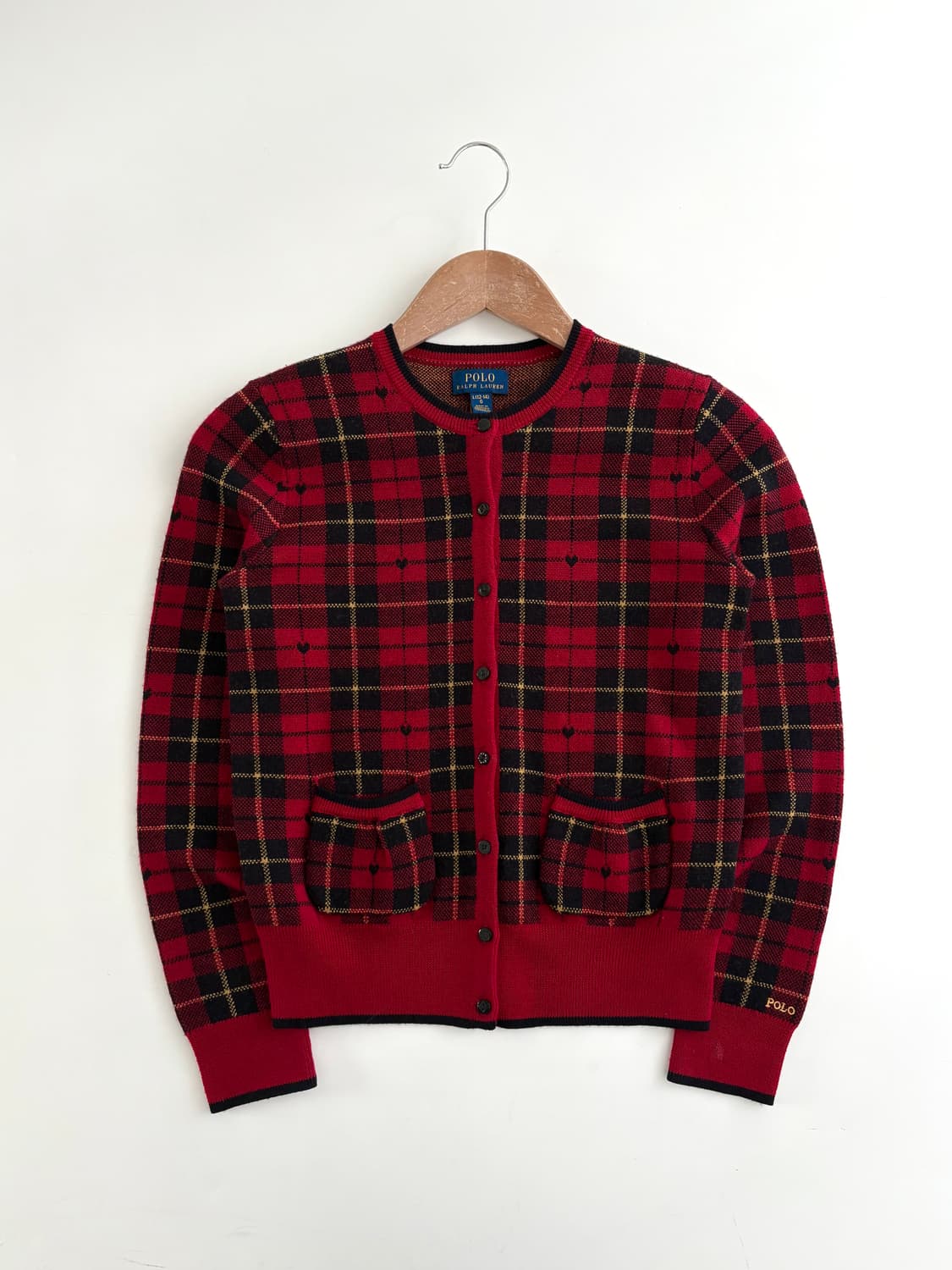 Polo 폴로 랄프로렌 신형 레드컬러 블랙와치 하트로고 걸즈 가디건 상품이미지4
