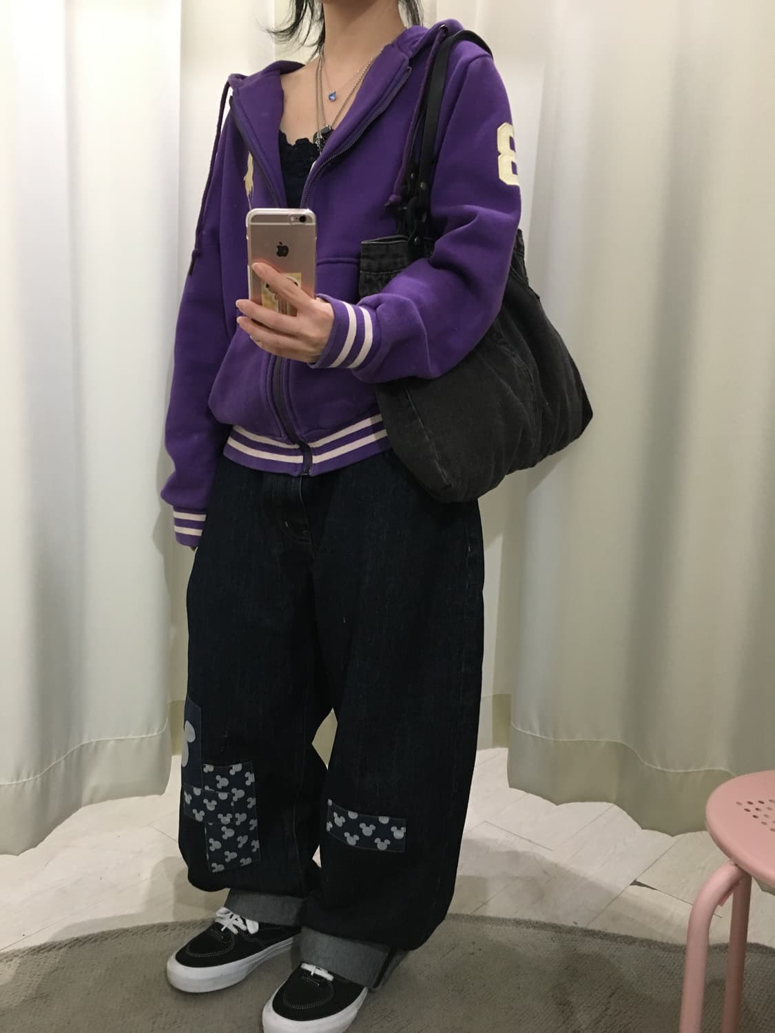 폴로 퍼플 자수 패치 후드집업 상품이미지4
