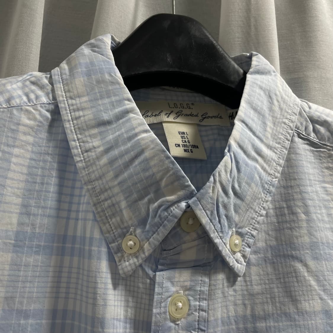 H&M/ 버튼다운 체크 셔츠/ L 상품이미지3