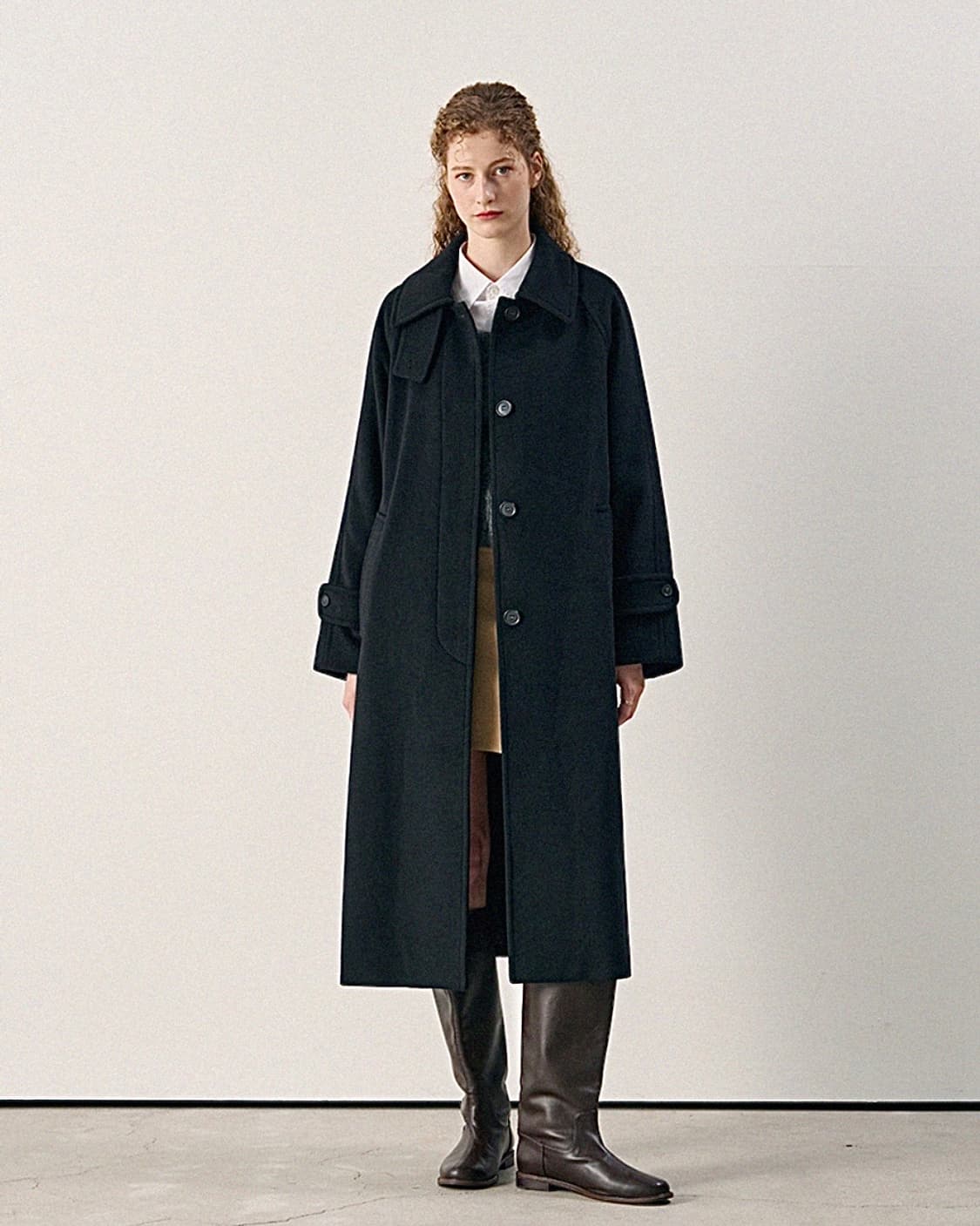 드로우핏 우먼 발마칸 캐시미어 울 롱 코트 블랙 검정 S 90 하이넥 상품이미지2