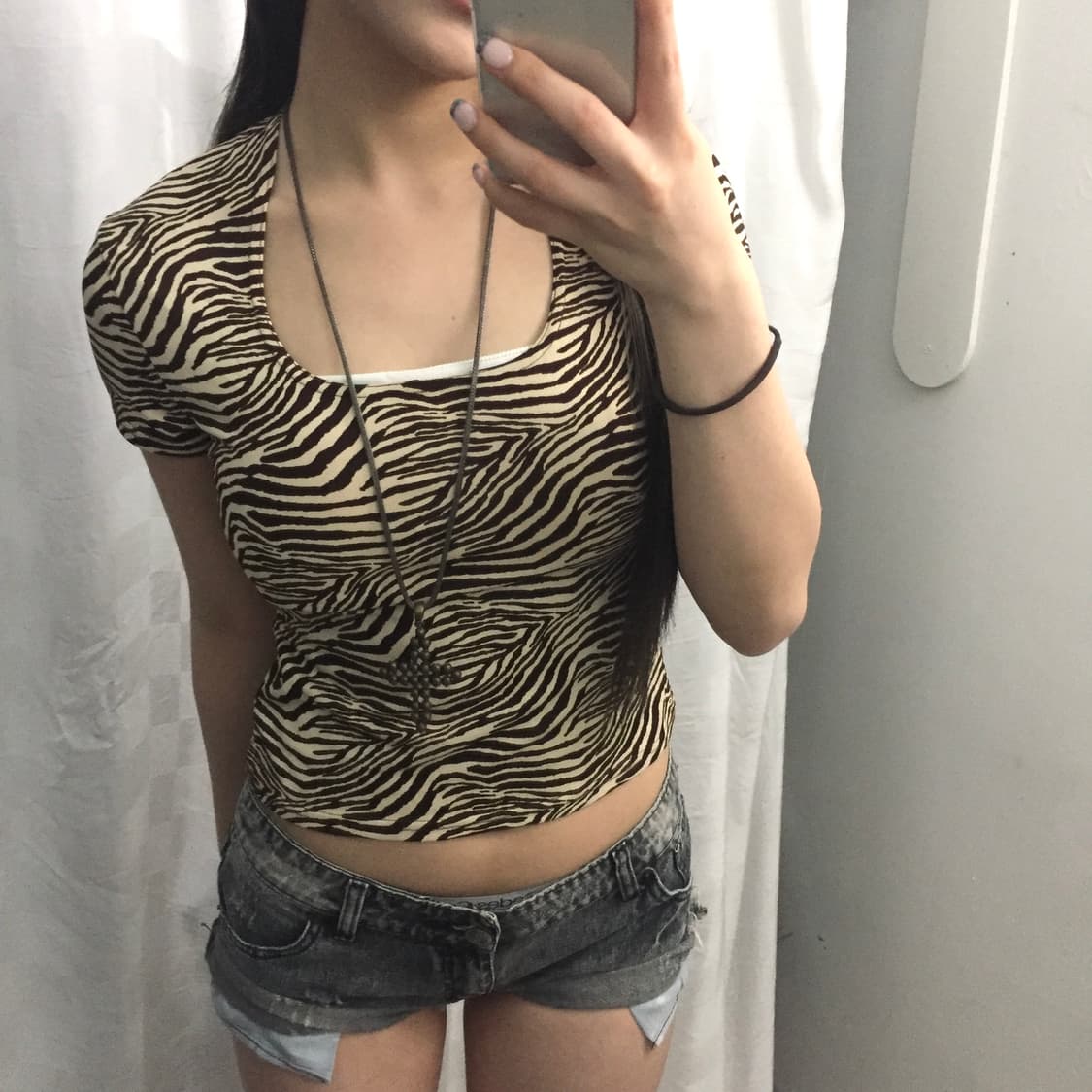 JPN Vintage 갸루 펑크 스퀘어넥 레오파드 반팔 상품이미지2