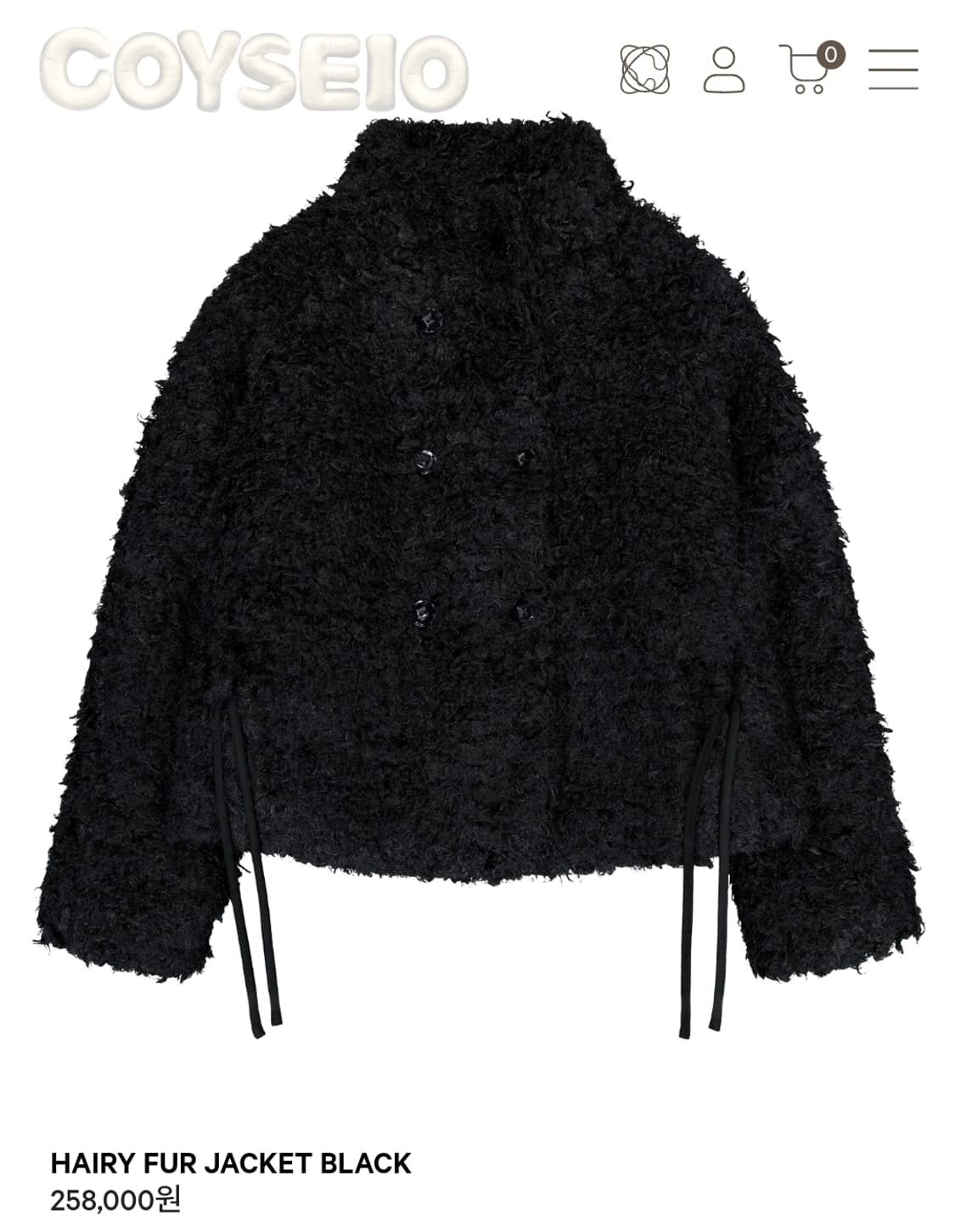 코이세이오 헤어리 퍼자켓 블랙 HAIRY FUR JACKET 상품이미지1