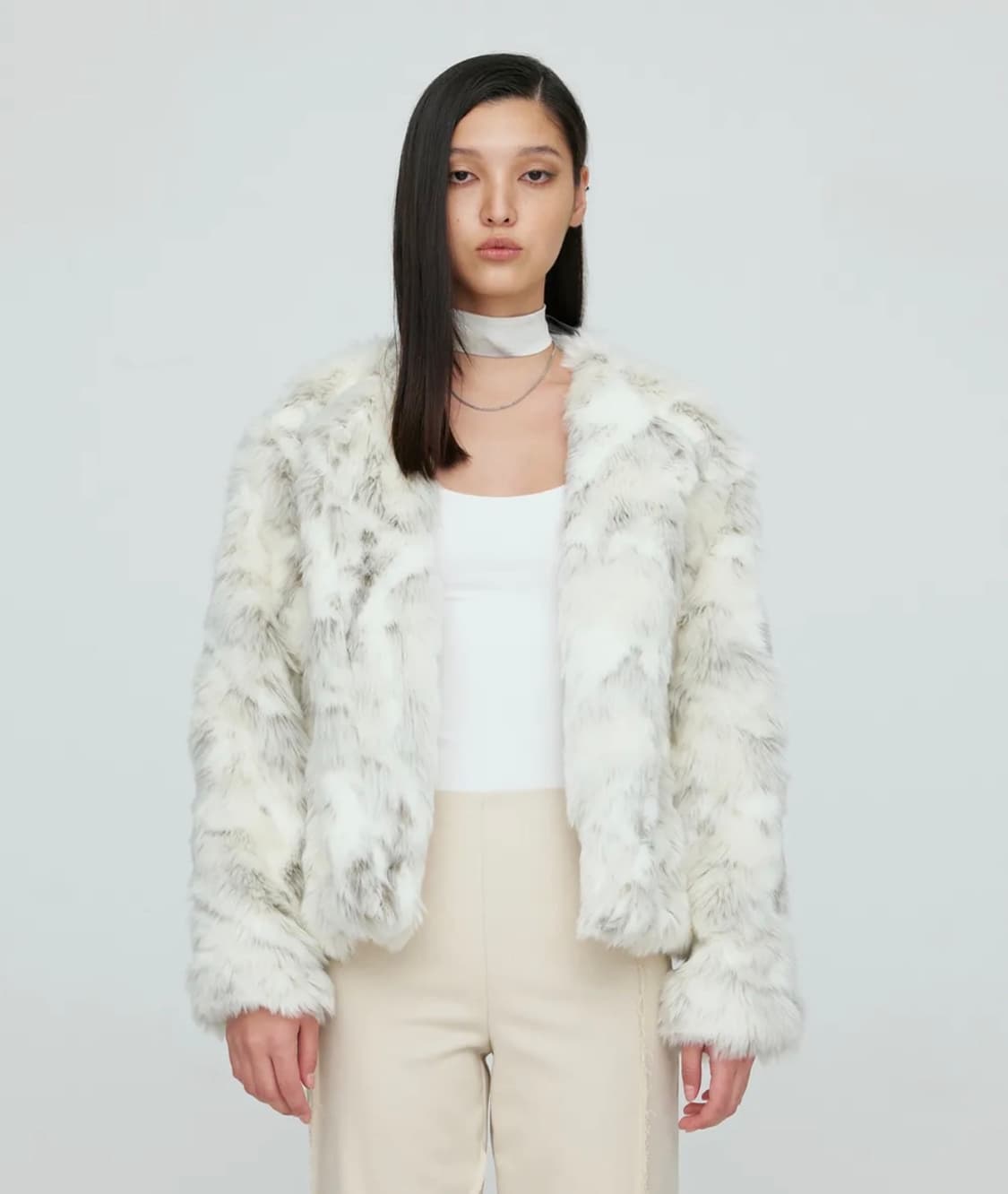 나체 퍼 자켓 크림 믹스퍼 상품이미지1