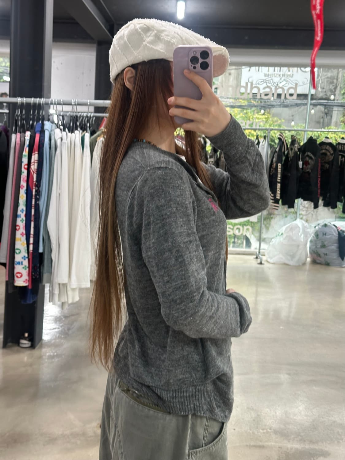 히스테릭글래머 퍽베어 핑크자수 Flanders Linen 프리미엄 니트  상품이미지3