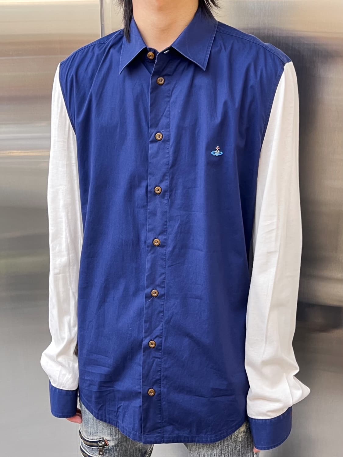 비비안웨스트우드 ORB로고 투톤 셔츠 상품이미지1