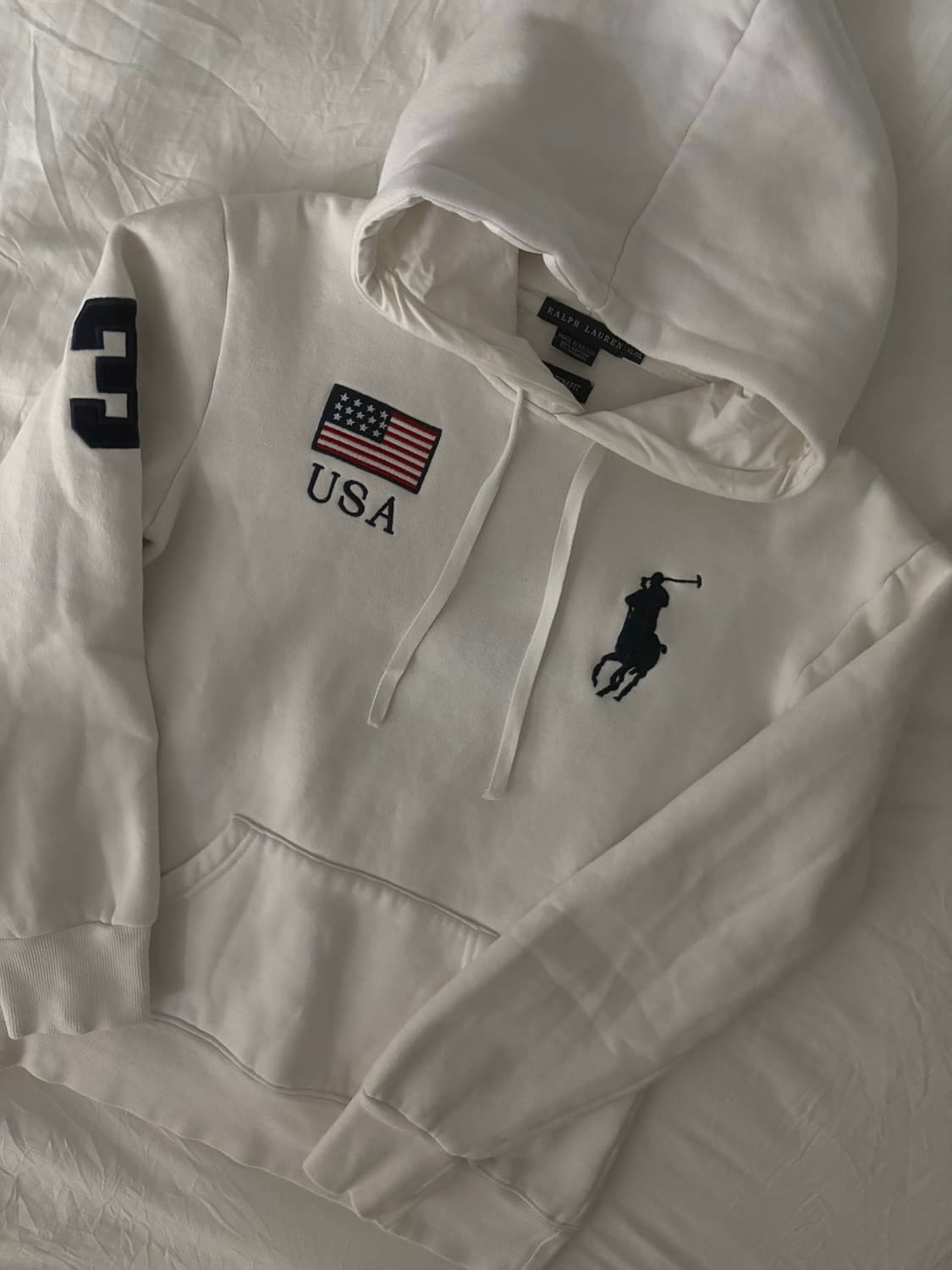 폴로 빅포니 성조기 후드티 화이트 상품이미지1