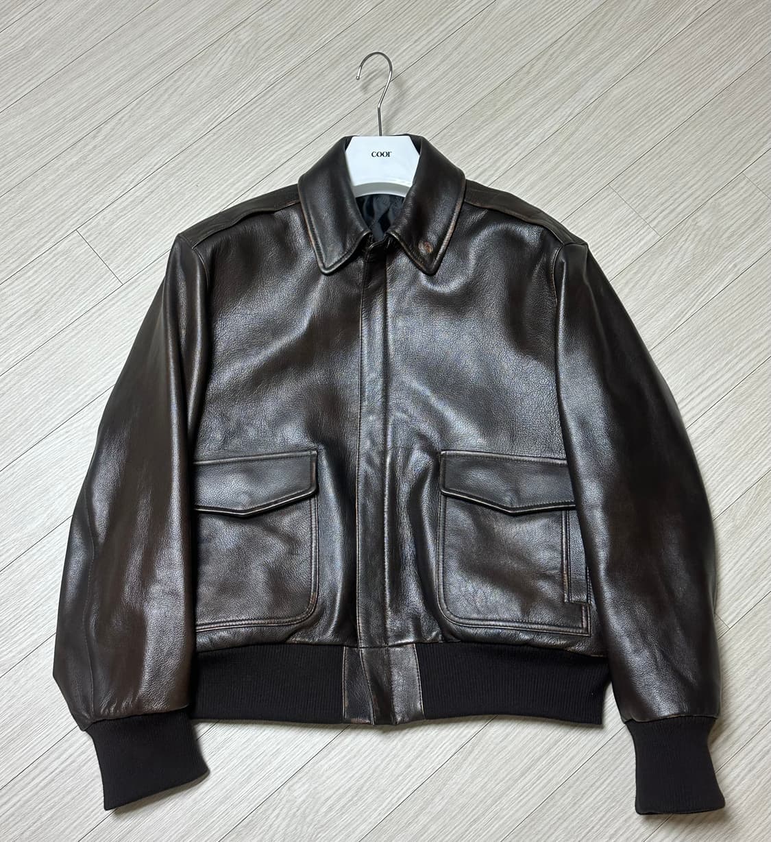 쿠어 빈티지 카우 스킨 A-2 레더 자켓 (다크브라운) m 상품이미지1