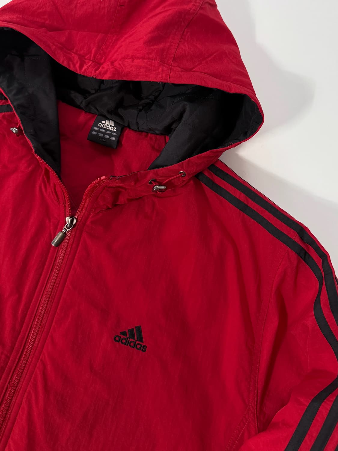 아디다스 오버사이즈 90‘s 다크레드 누빔 후드 점퍼 상품이미지3