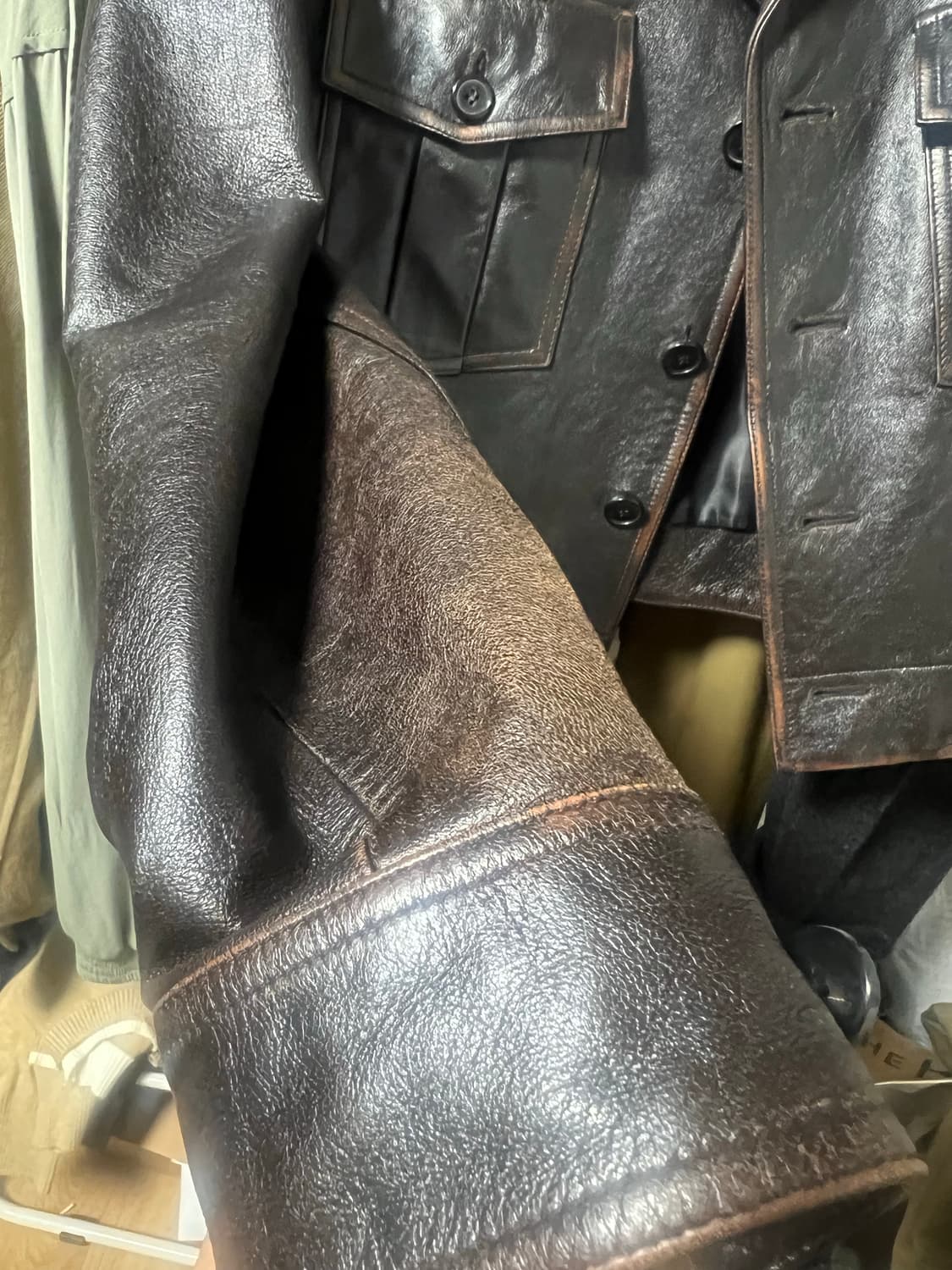 렉토 밀리터리 레더 자켓 M사이즈 판매 상품이미지5