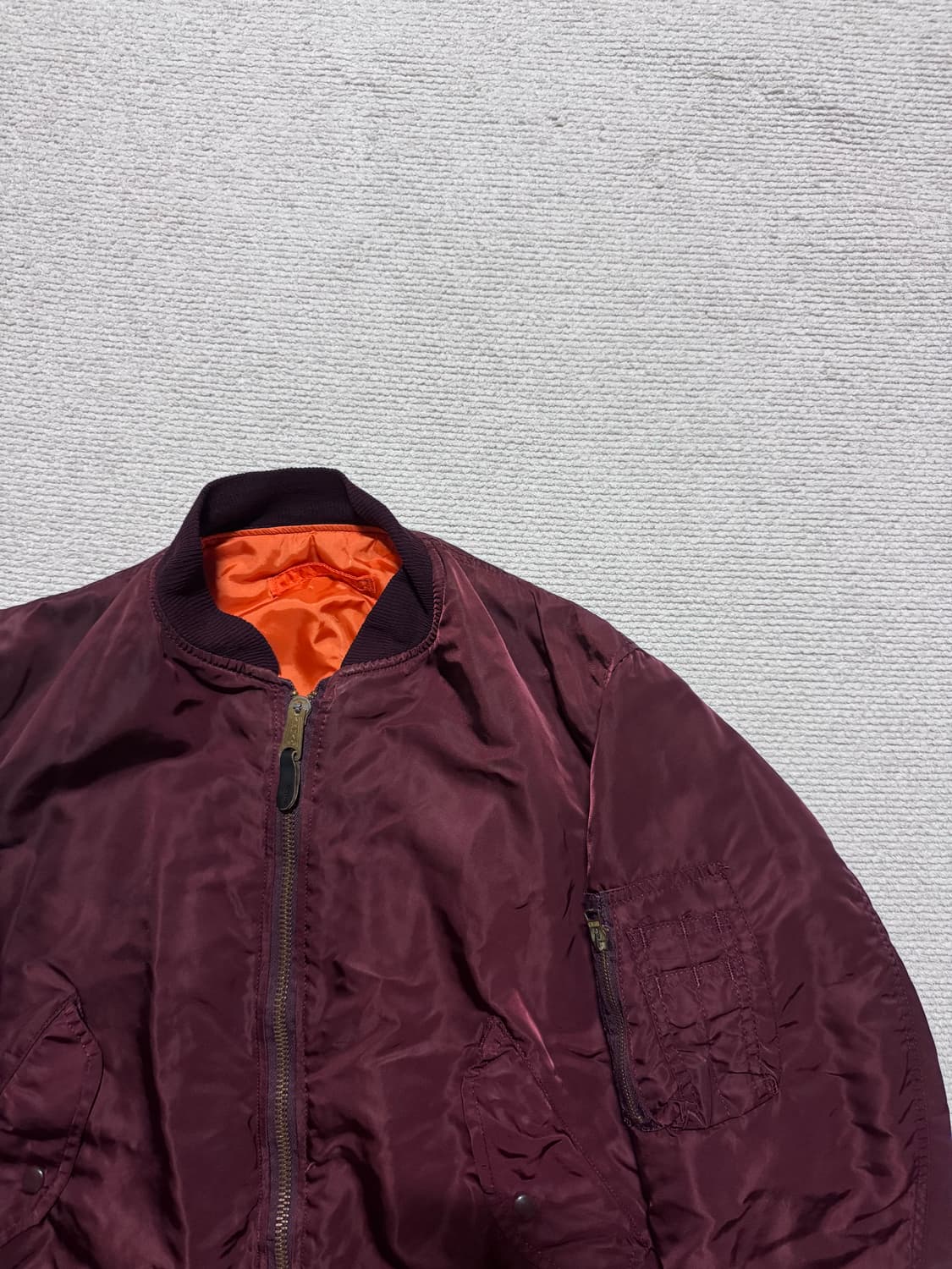 80s USA made 알파인더스트리 MA-1 버건디 M 상품이미지2