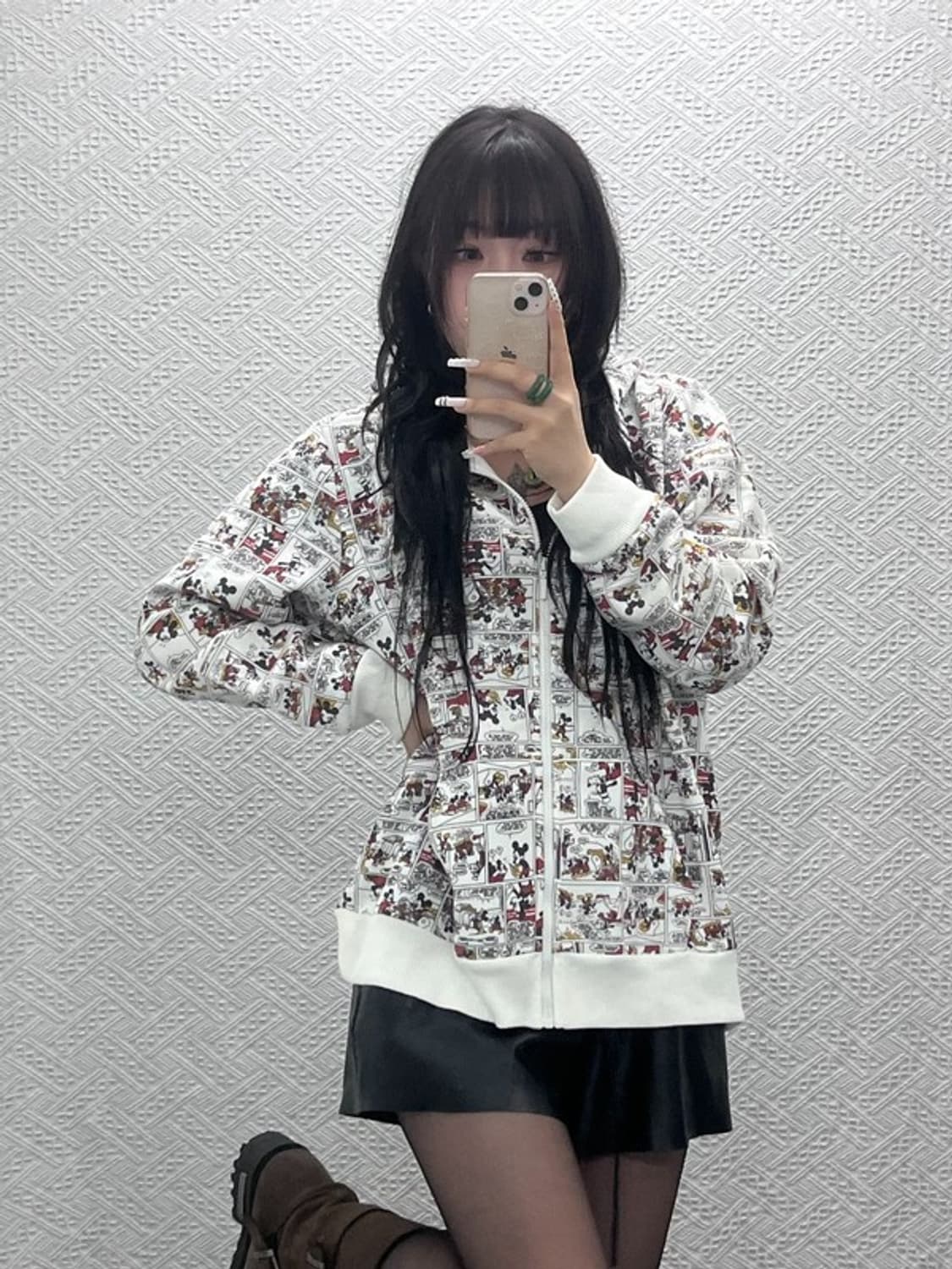 디즈니 재팬 스트릿 펑크 카툰 미키마우스 후드집업 3L C10801 상품이미지1