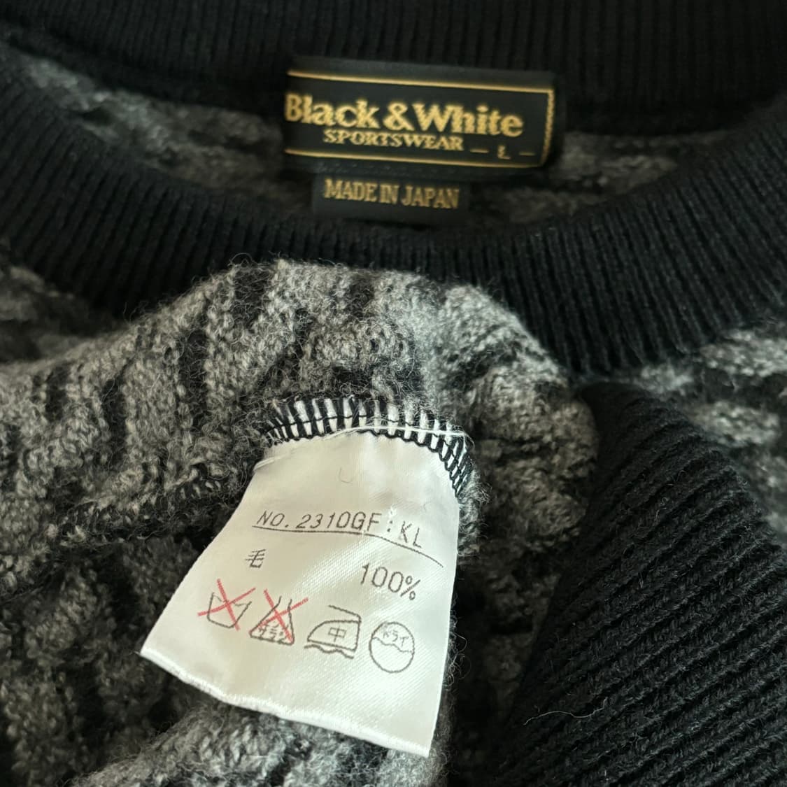 블랙앤화이트 골프 니트 95 163 일본 수입 정품 패턴 상품이미지7