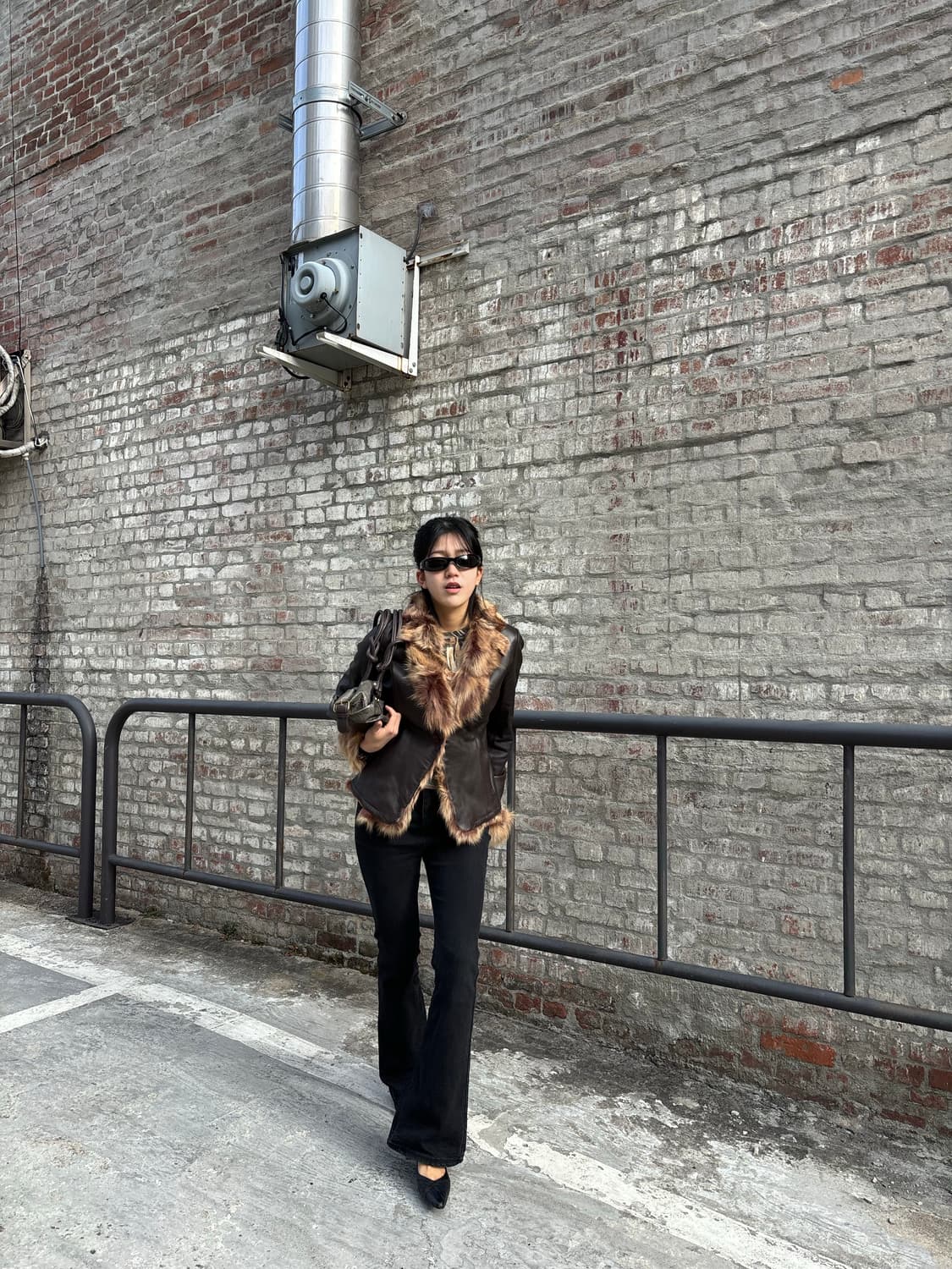 이태리양가죽 레오파드 퍼 트리밍 재킷 상품이미지5