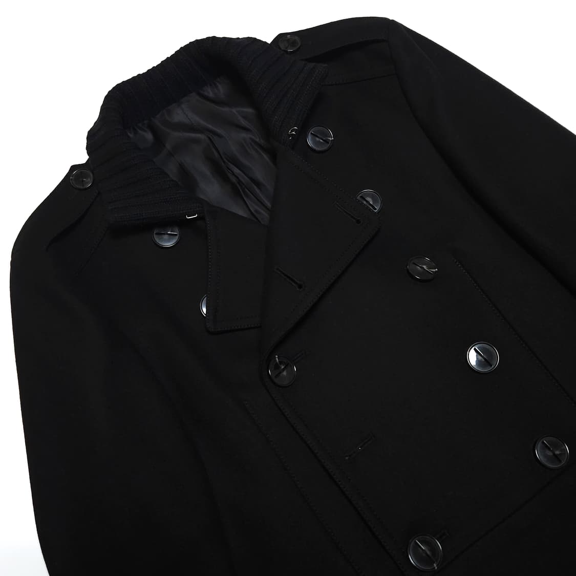 우영미 더블 브레스트 울 피코트 블랙 상품이미지4