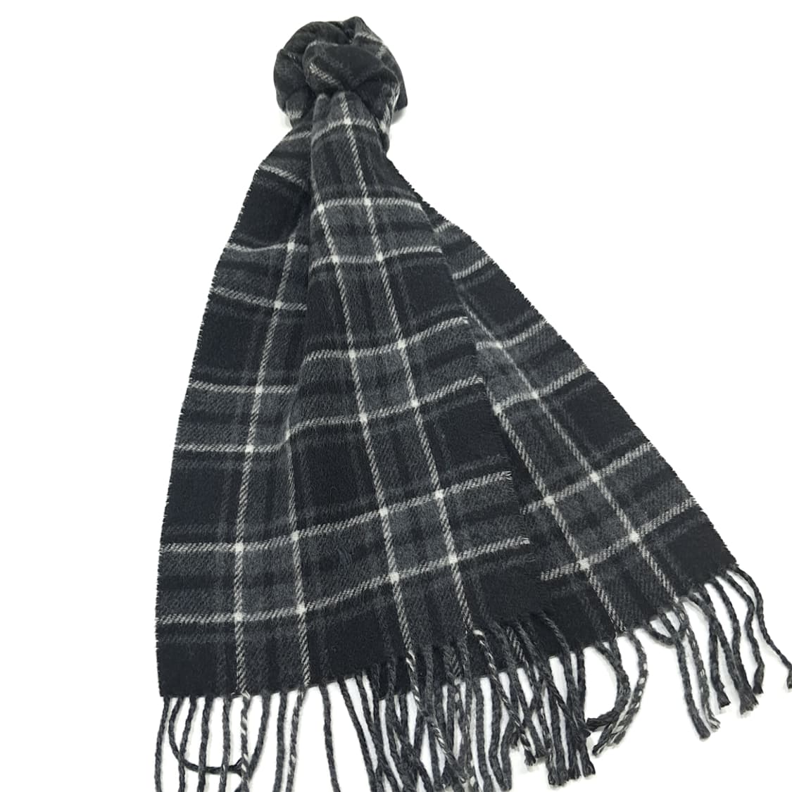 MX222 폴로 랄프로렌 블랙 타탄체크 헤링본 버진울 양면 목도리 머플러 상품이미지2