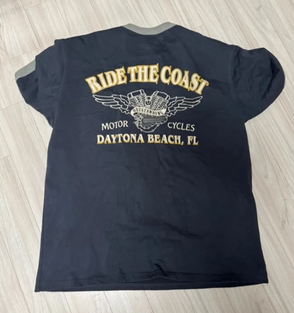 (새상품 XL) 아웃스탠딩 MOT 링거티 반팔 티셔츠 차콜 상품이미지1