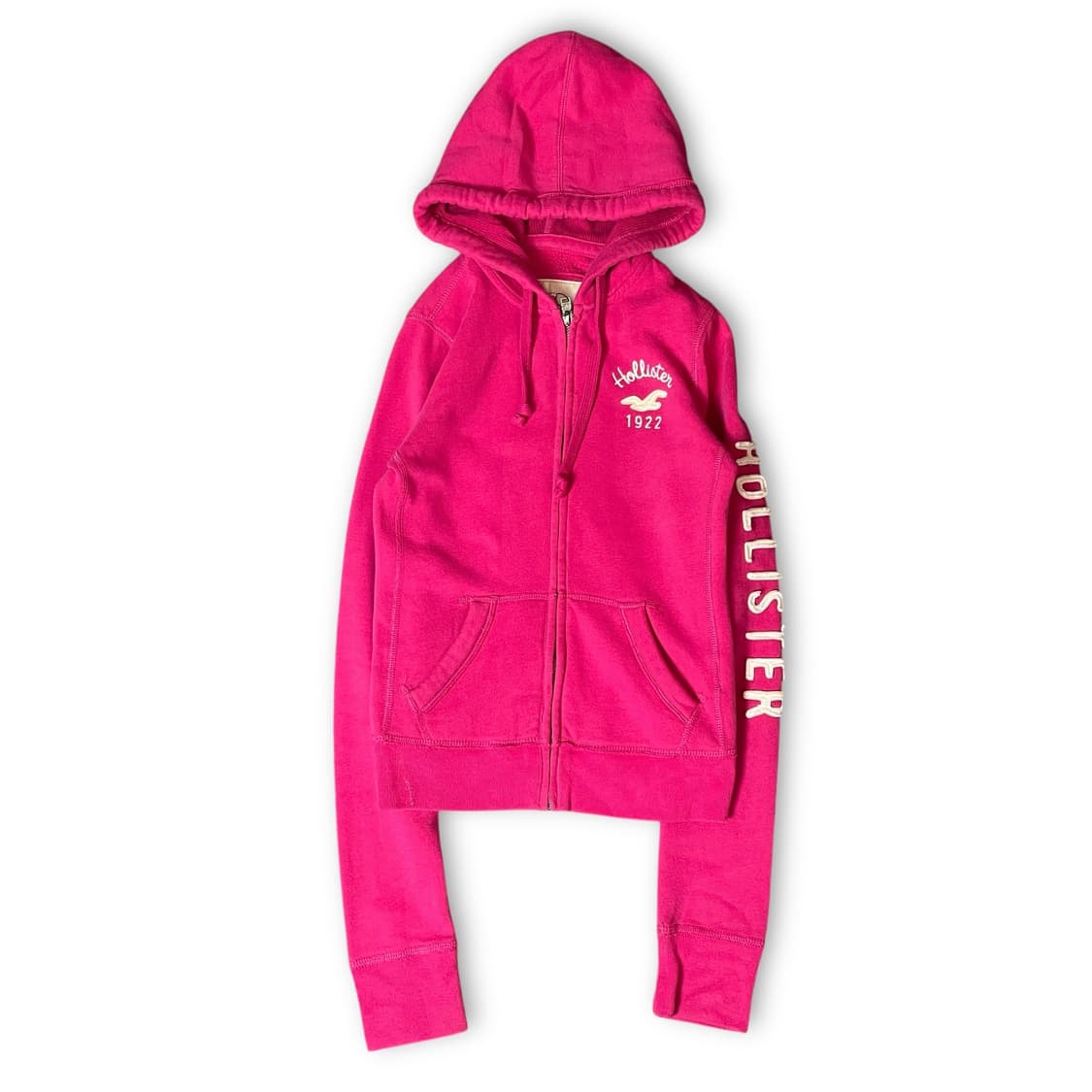 (딱붙핏) 홀리스터 핫핑크 레터링 포인트 후드 집업 XS 상품이미지1