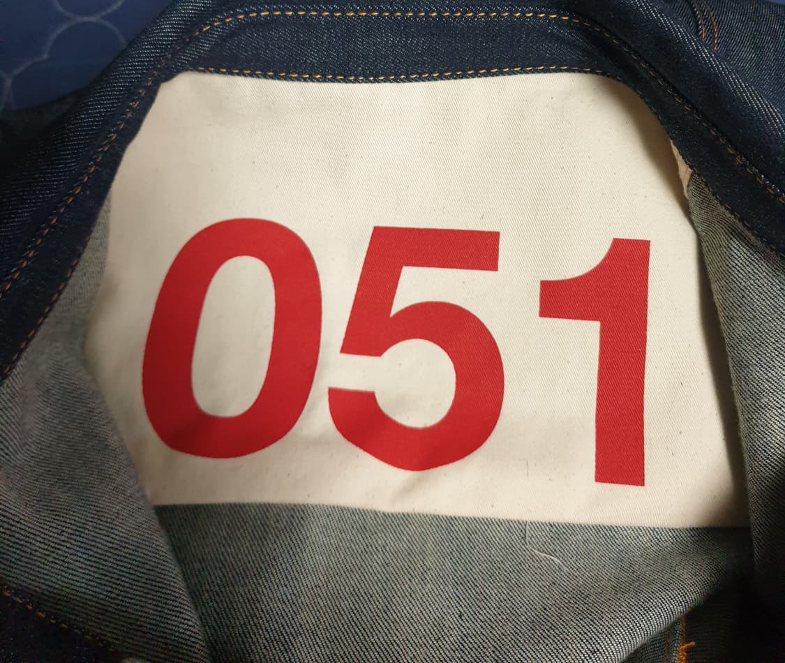 (새상품) 플랙&런업 콜라보 생지 셔츠형 데님자켓 (XL) 상품이미지4